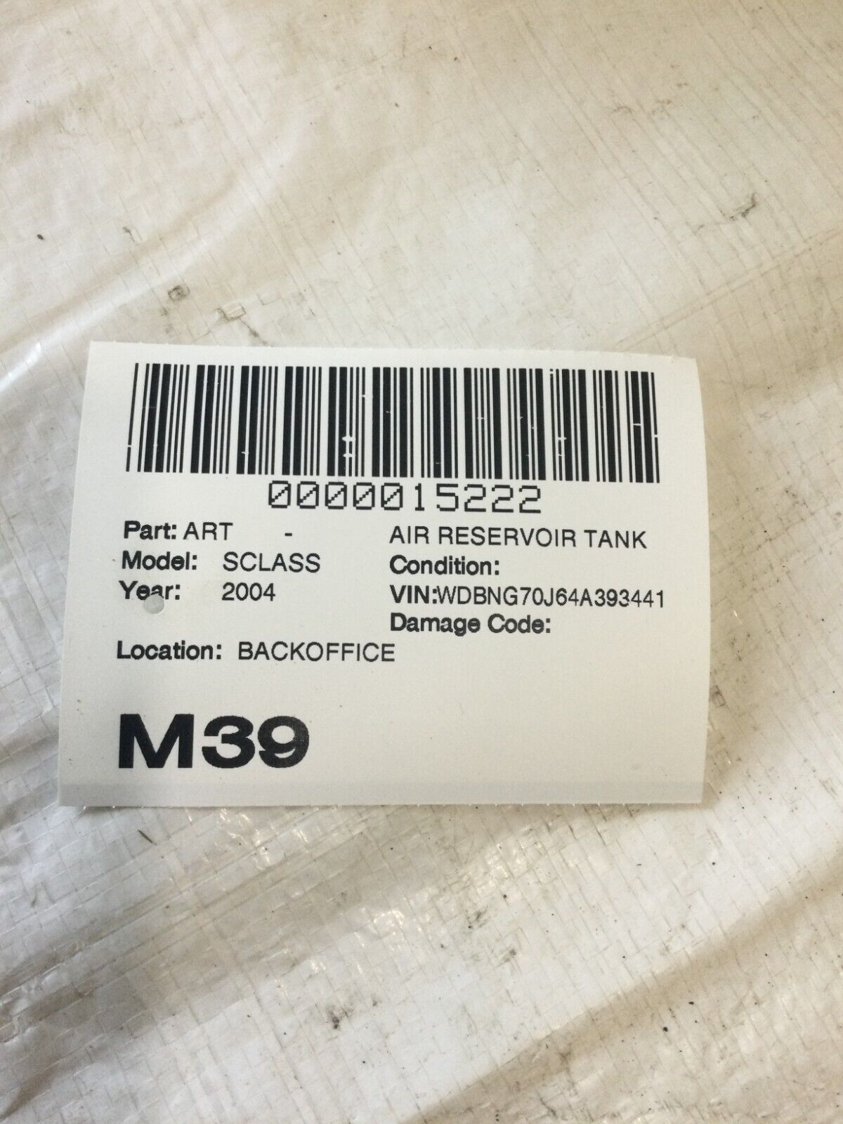 2004 Mercedes Benz S-Class S430 W220 Air Suspension Tank Reservoir A2203200215