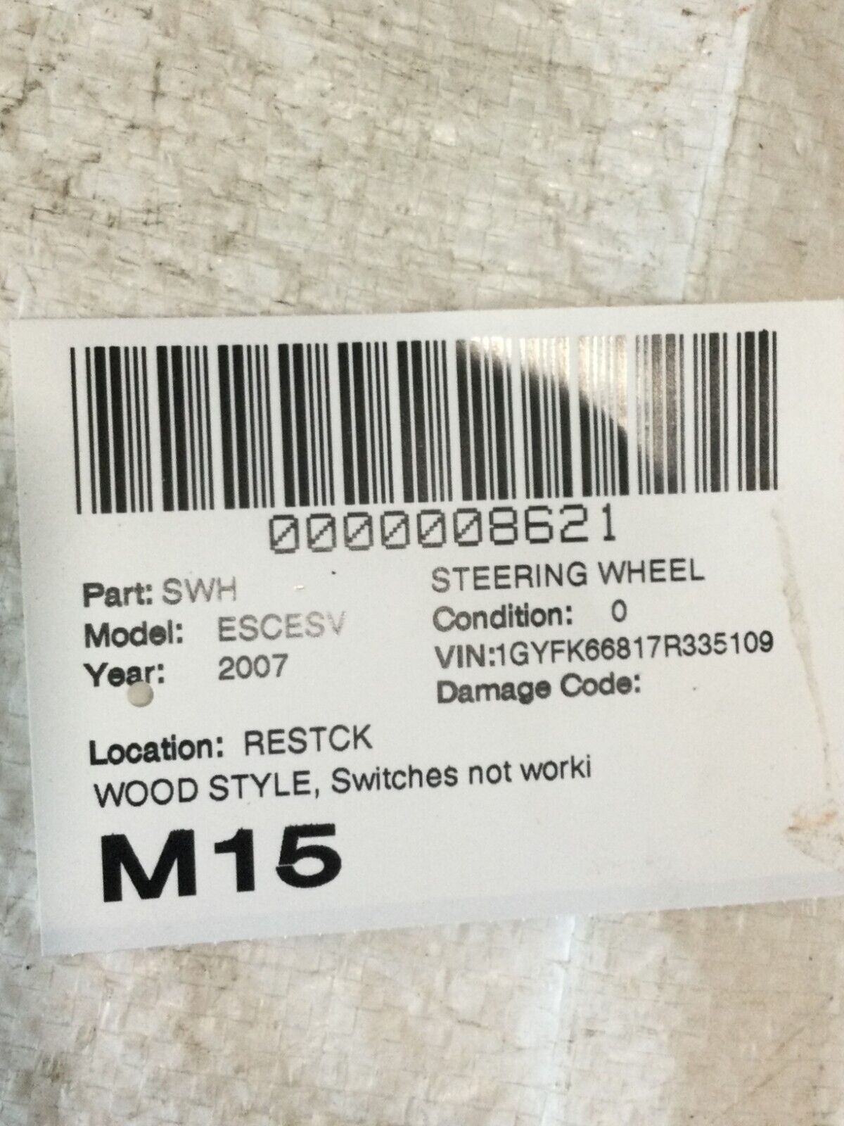 2007 Cadillac Escalade ESV Wood Grain Strng Wheel OEM ( Switches Not Working)