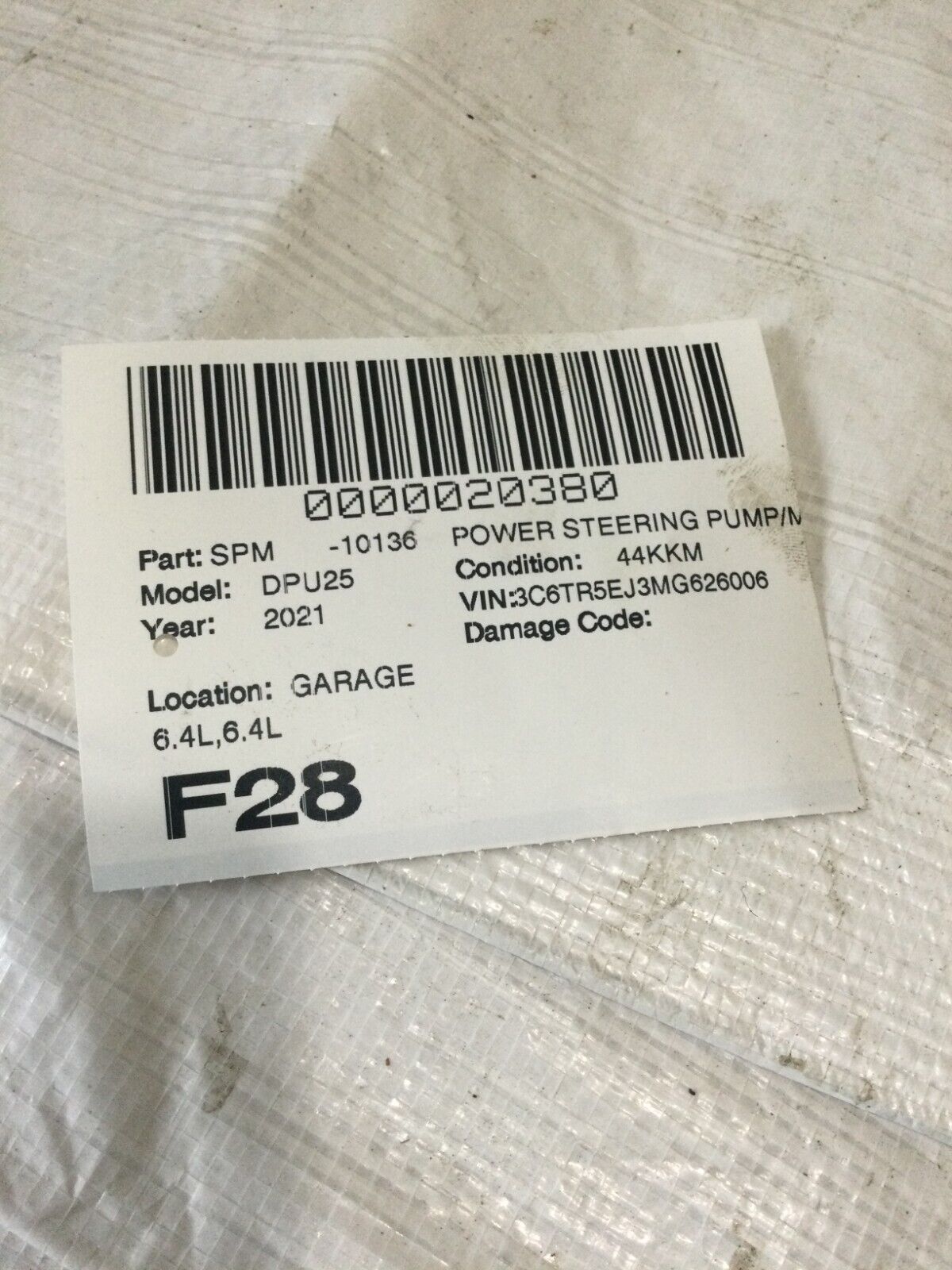 2019-2023 Dodge Ram 2500 Power Steering Pump Assembly W/ Hose Reservoir OEM