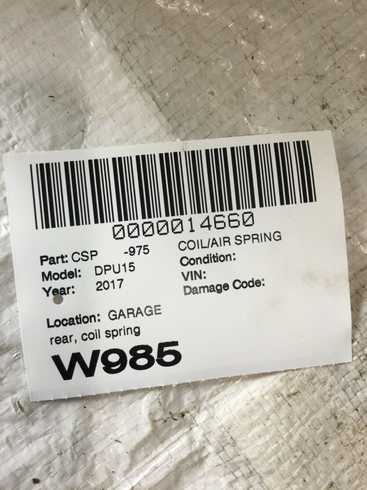 2017 Dodge Ram 1500  Rear Coil Spring 05154649AA OEM