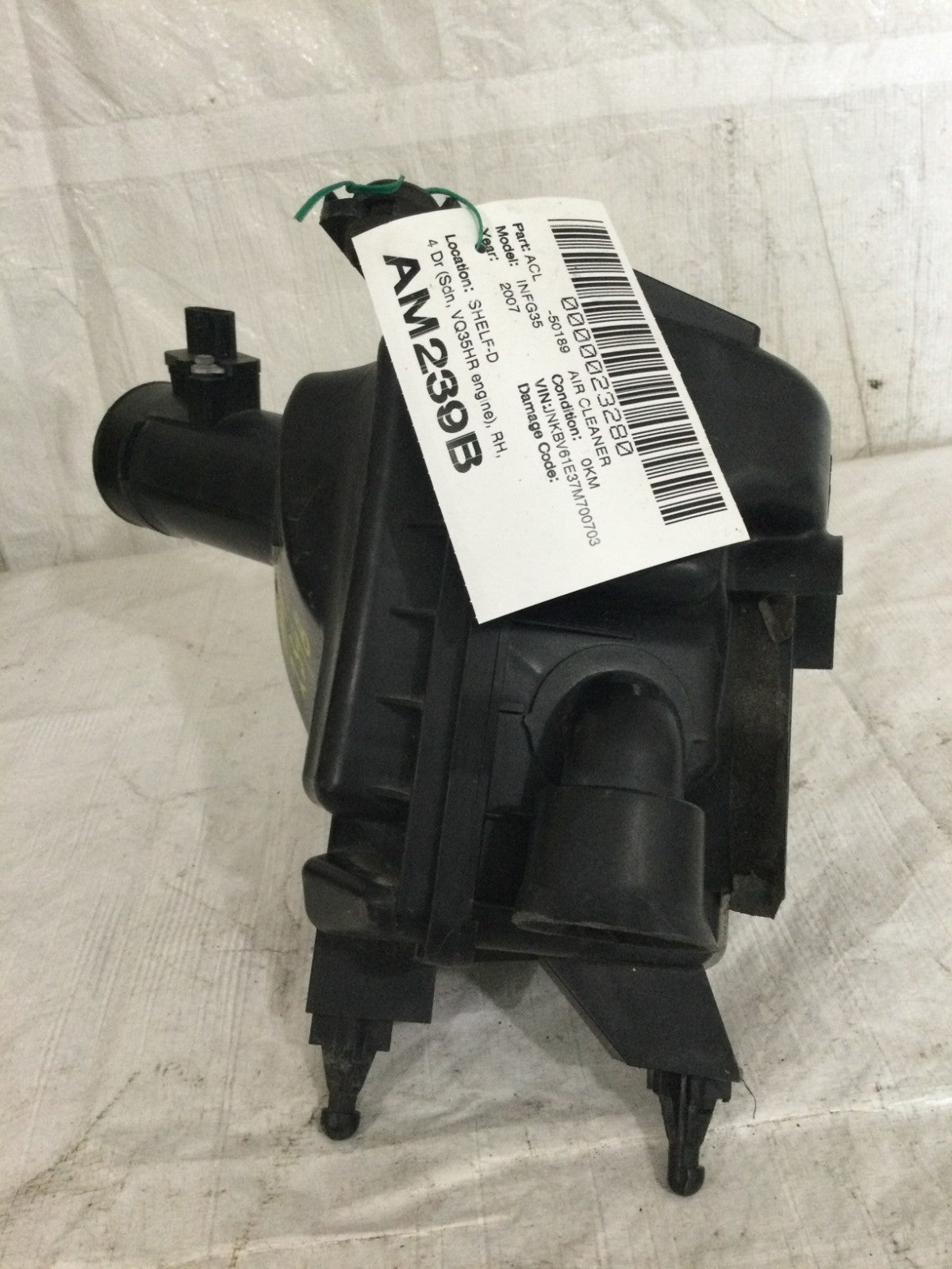2007 Infiniti G35 3.5L Right Passenger Side Air Cleaner Box OEM
