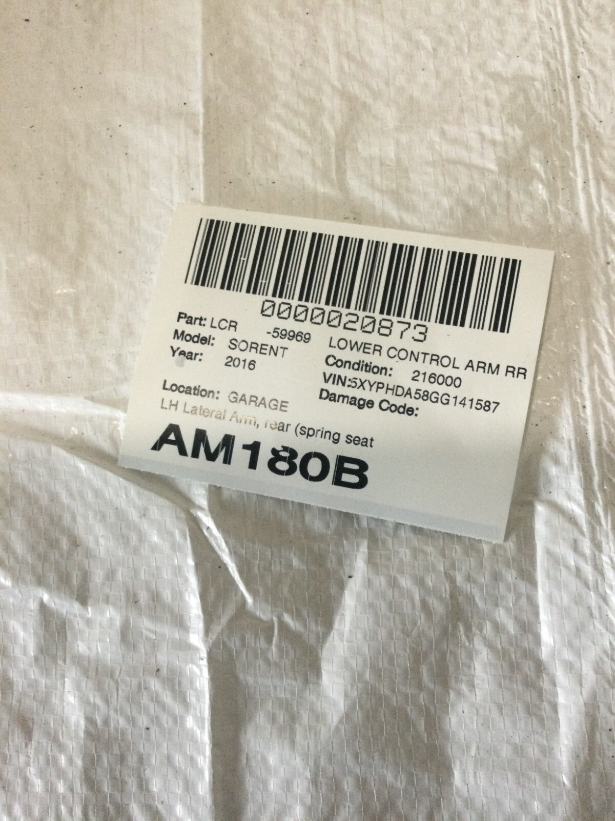 2016-2019 Kia Sorento Rear Left Lower Control Arm OEM
