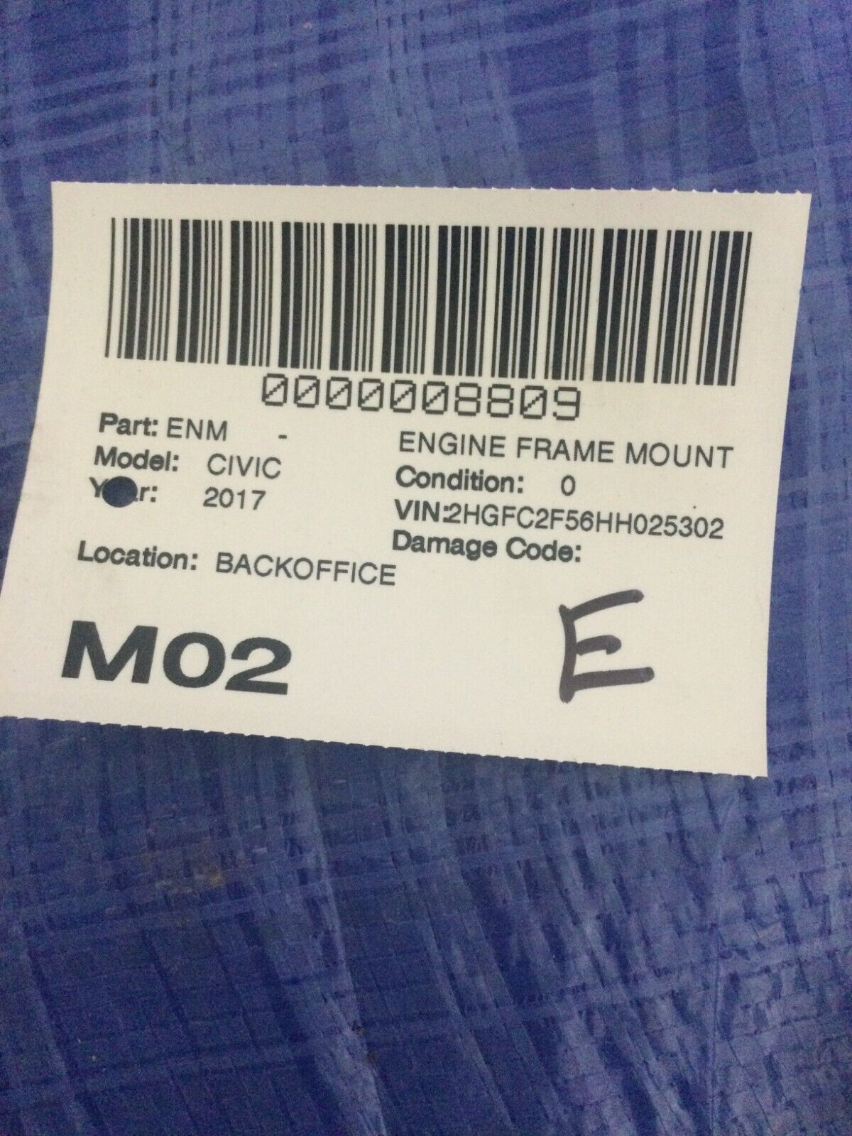 2017 Honda Civic Engine Frame Mount OEM