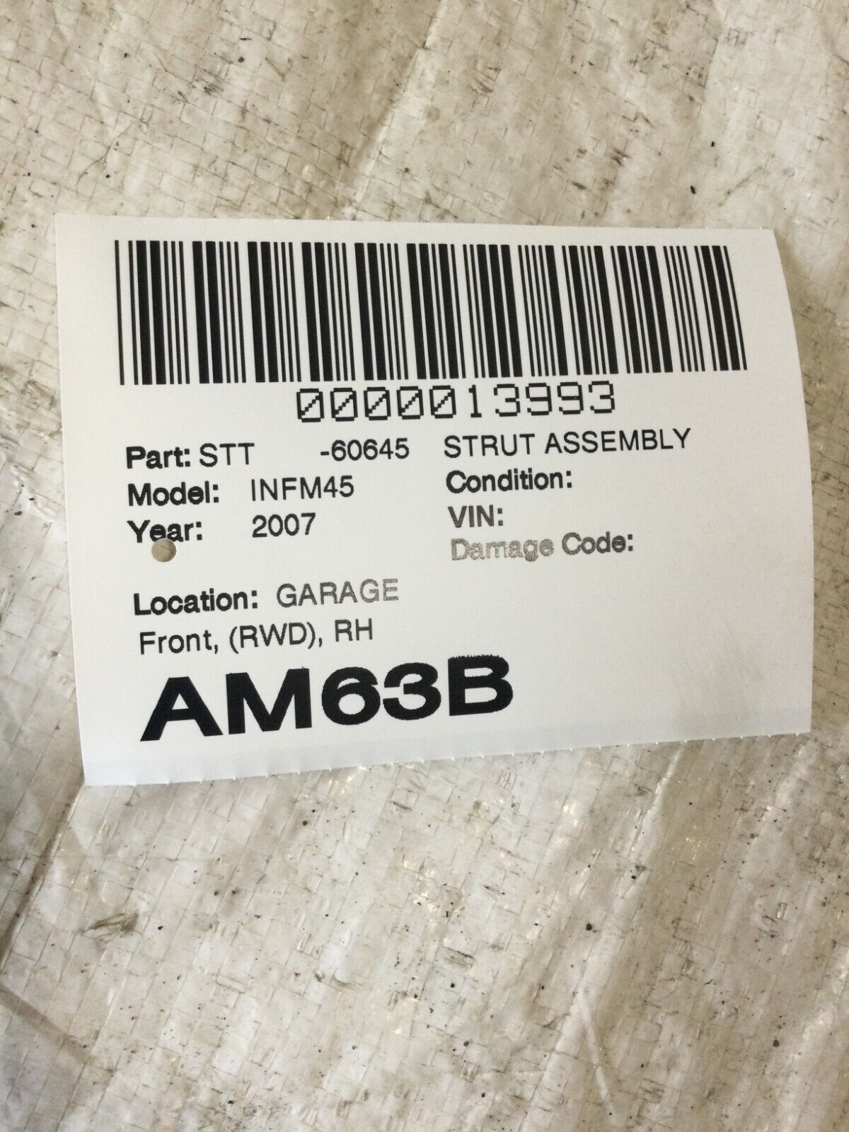 2007 INFINITI M45   Front Right Shock Strut  Assembly 56111 OEM