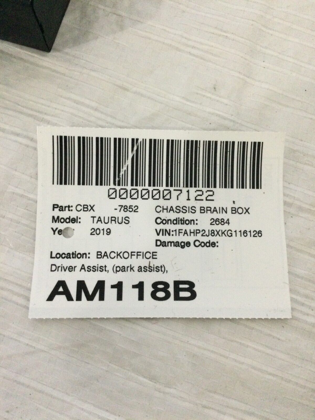 2017-2019 Ford Taurus Driver  Park Assist Control Module DA5T-15K866-EA