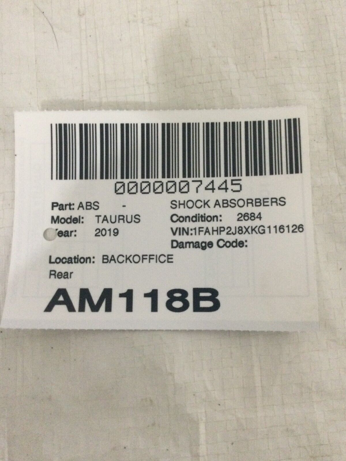 2019 Ford Taurus Rear Shock Strut Assembly DG1318080JC OEM Right Left