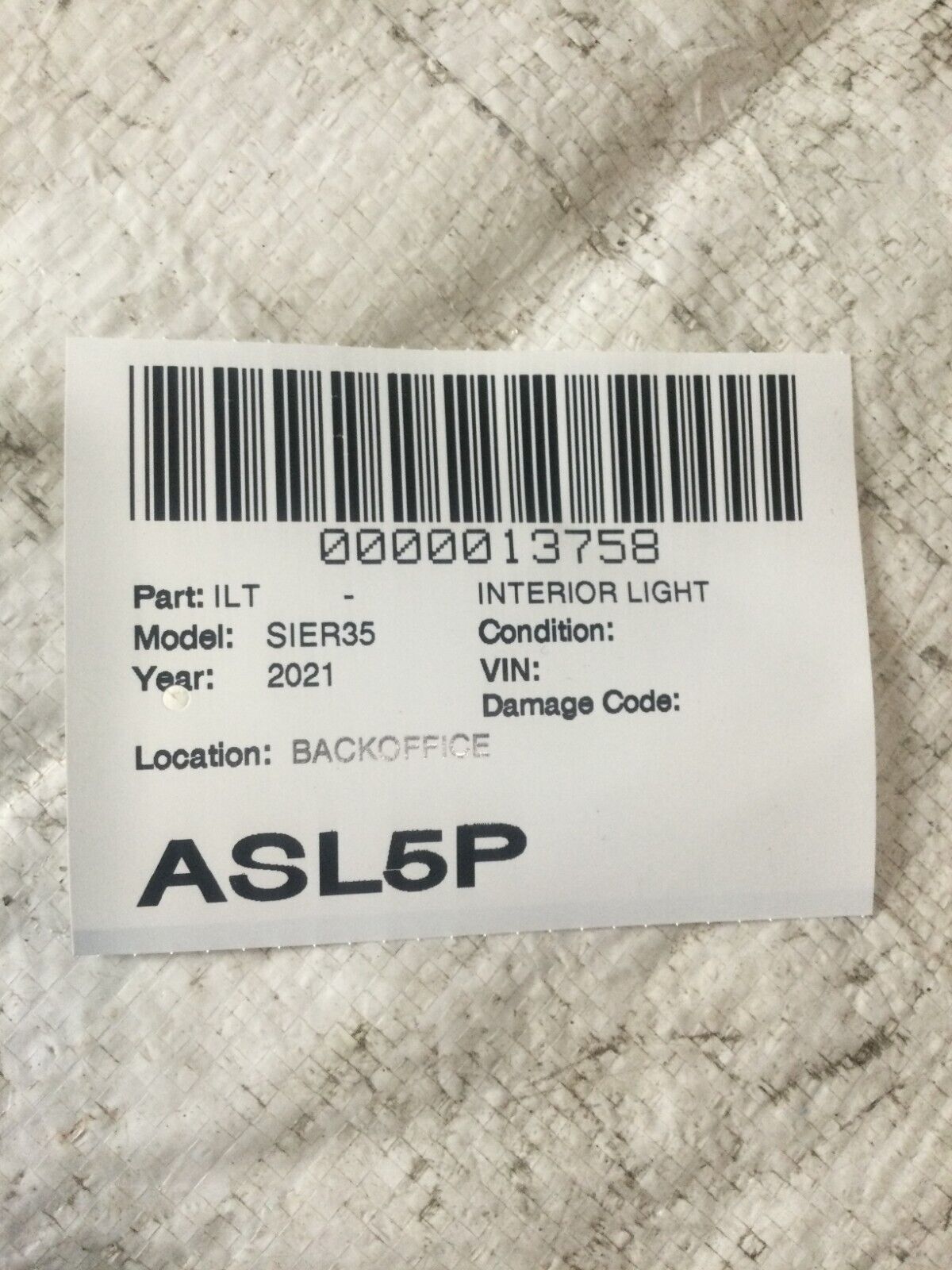 2021 GMC Sierra 3500 Led Rear Seat Position Center Reading Lamp Gray 84580394 OE