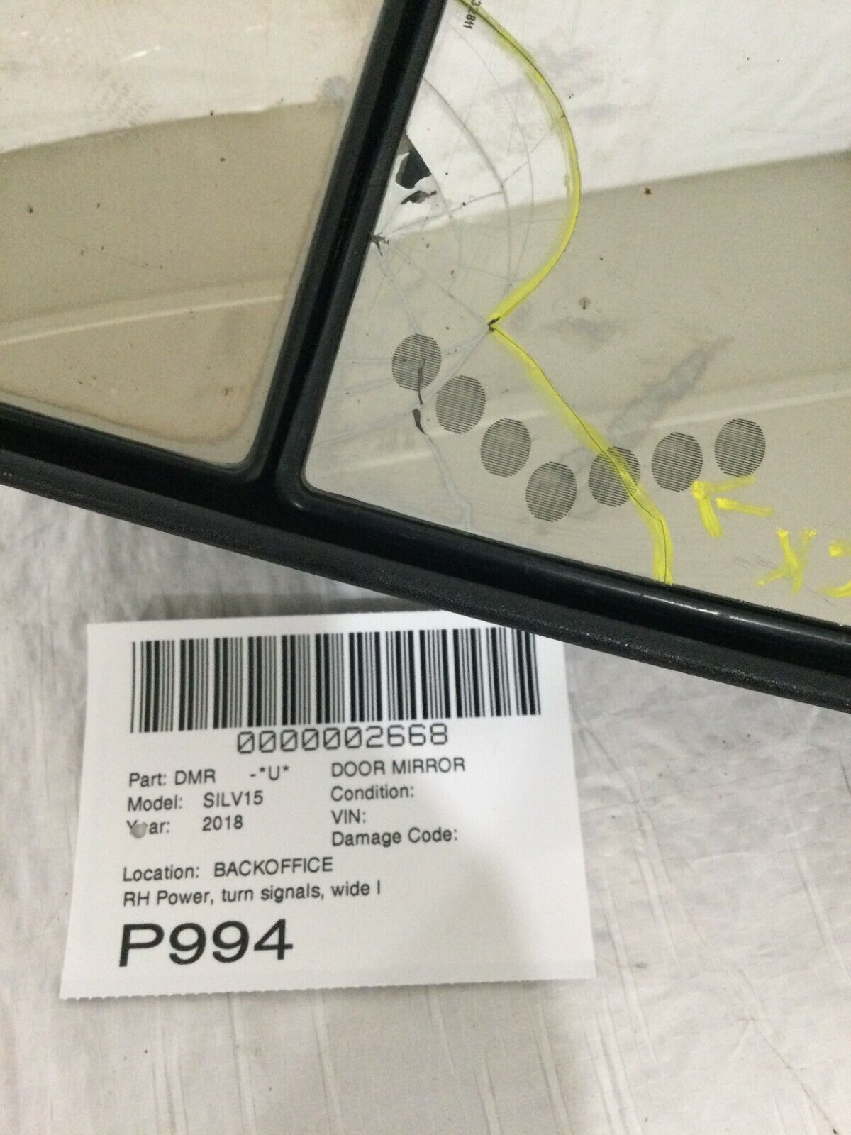 2018 Chevrolet Silverado 1500 Power Signal Side View Mirror OEM Right Passenger 