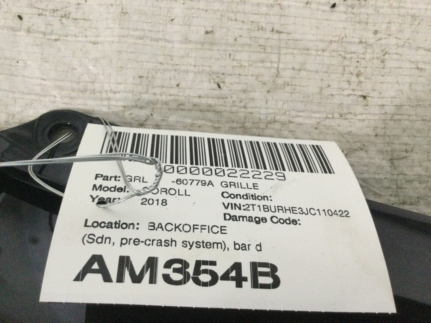 2018 Toyota Corolla Grille OEM