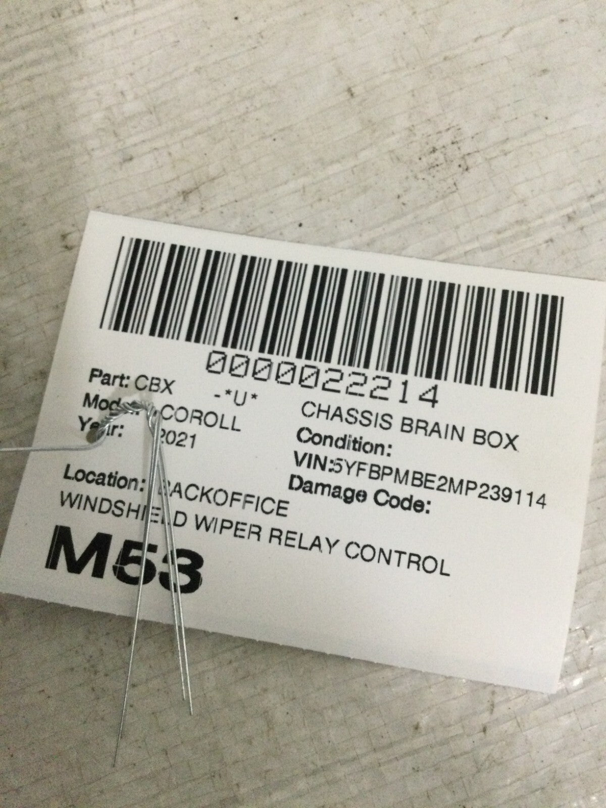 2021 Toyota Corolla Front Windshield Wiper System Control Module OEM 85940-12230