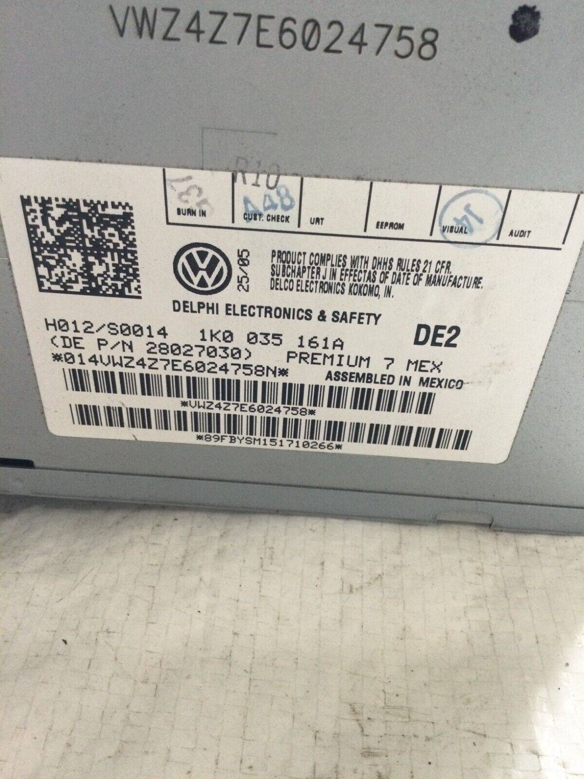 2006 Volkswagen Jetta AM FM Radio Receiver Unit 1K0035161A OEM