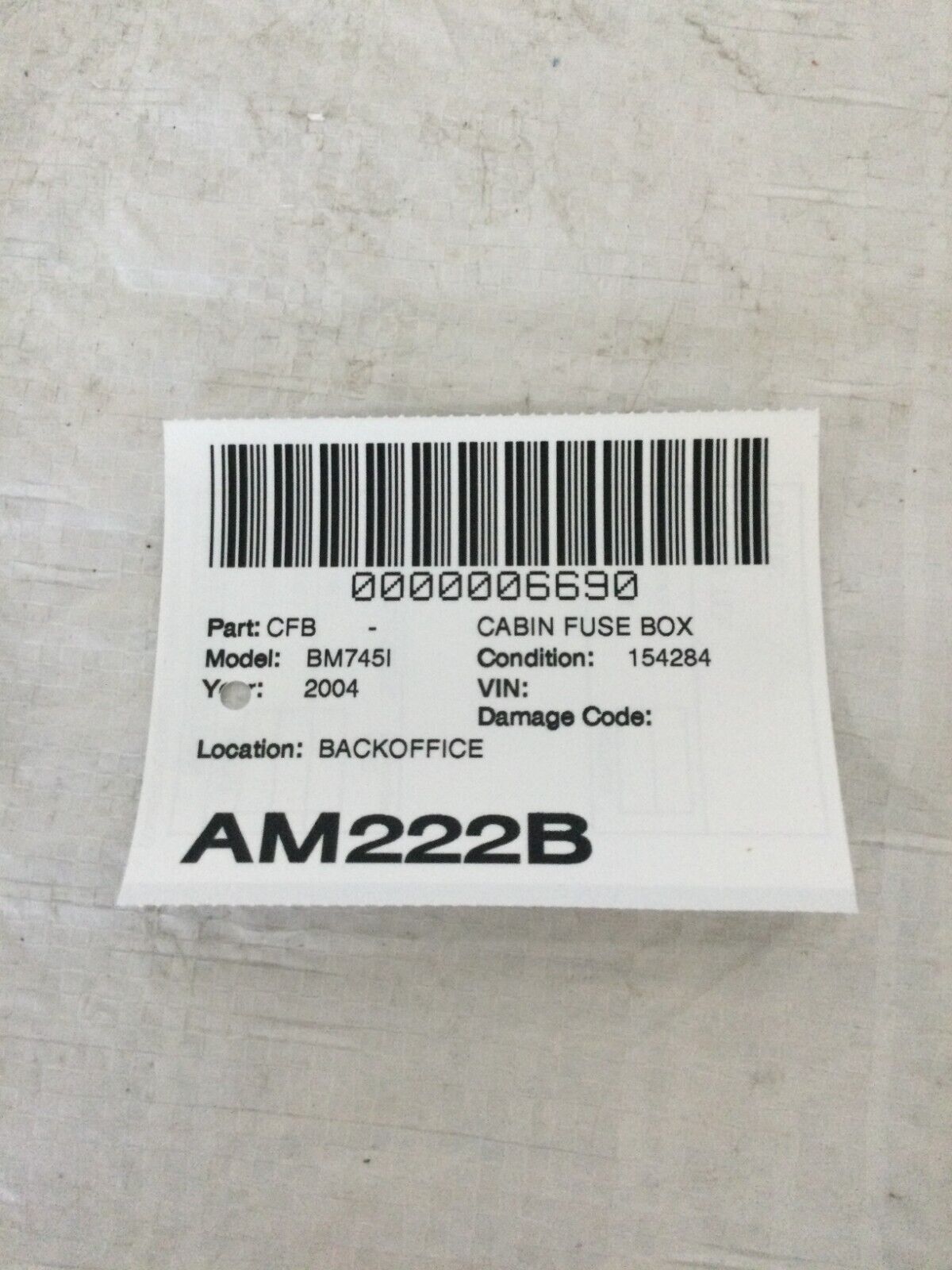 2004 BMW 745i E65/E66 Cabin Fuse Box OEM