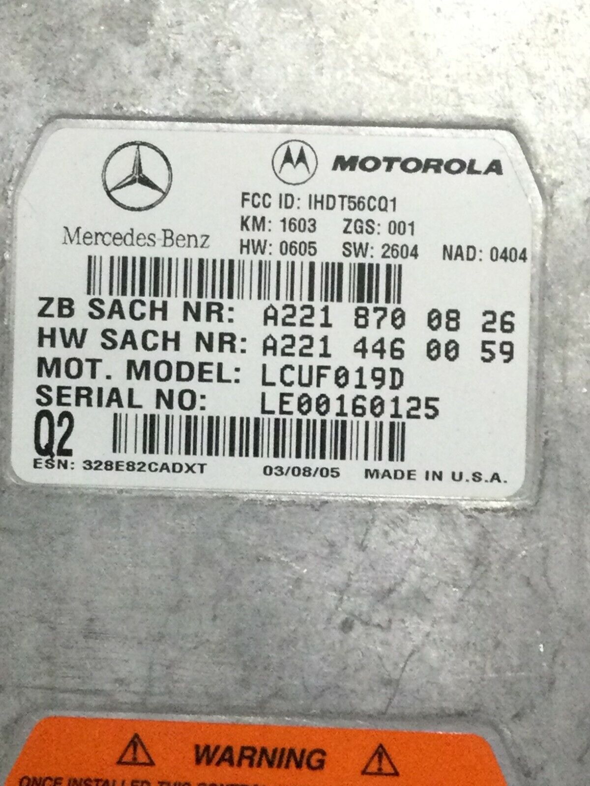2003-2006 Mercedes Benz W211 E55AMG Voice Communication Control Module OEM 