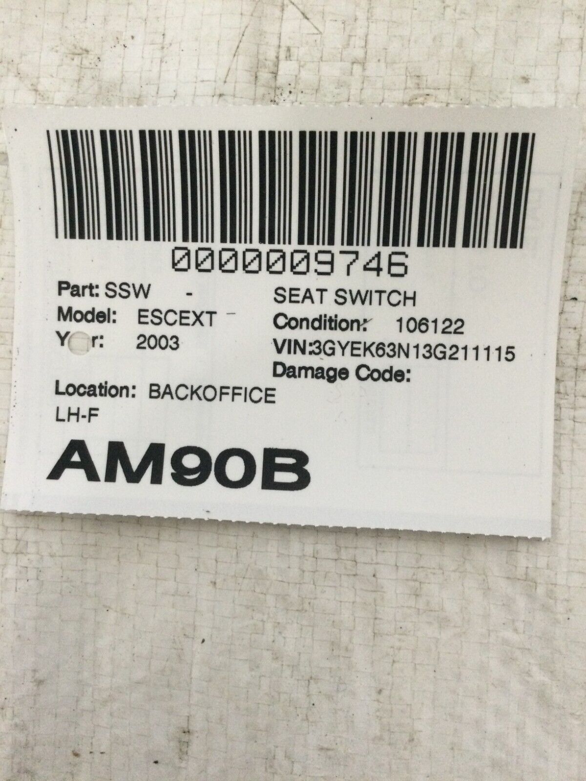 2003 - 2006 Cadillac Escalade EXT Heater Memory Seat Pedal Switch OEM Left Front