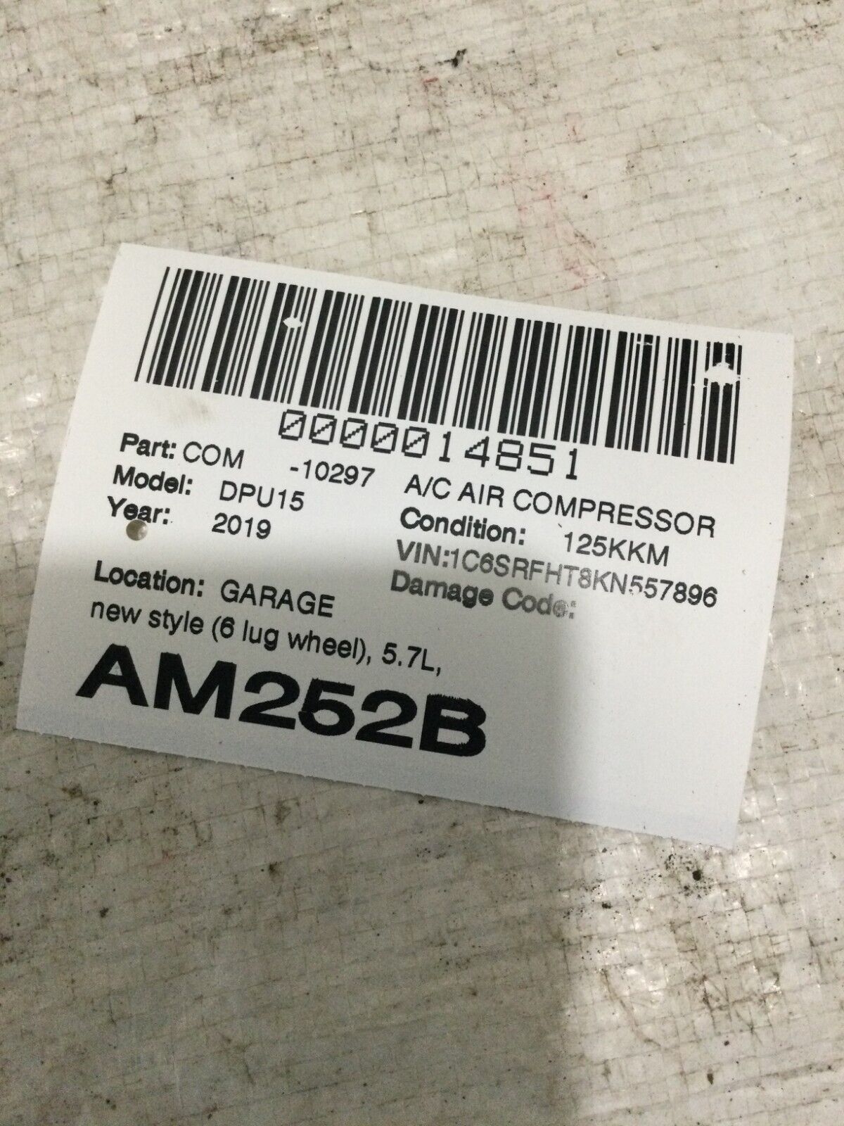 2019-2024 RAM 1500 5.7L HEMI V8 AC A/C COMPRESSOR OEM