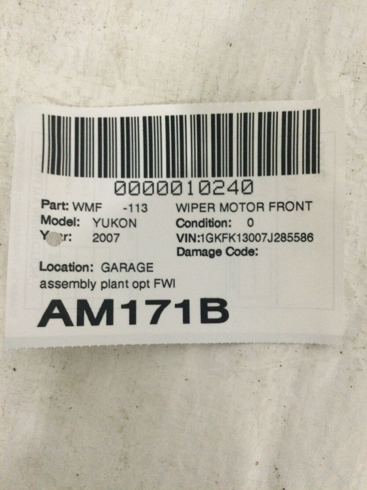 2007 GMC Yukon Front Windshield Wiper Motor W/ Linkage OEM