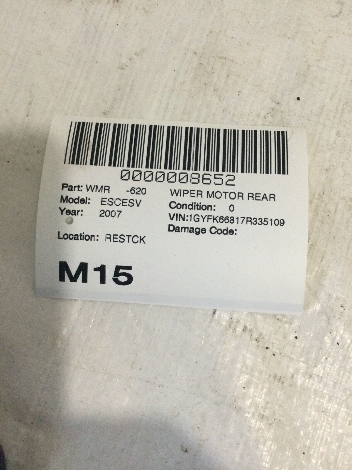 2007 Cadillac Escalade ESV Rear Wiper Motor OEM