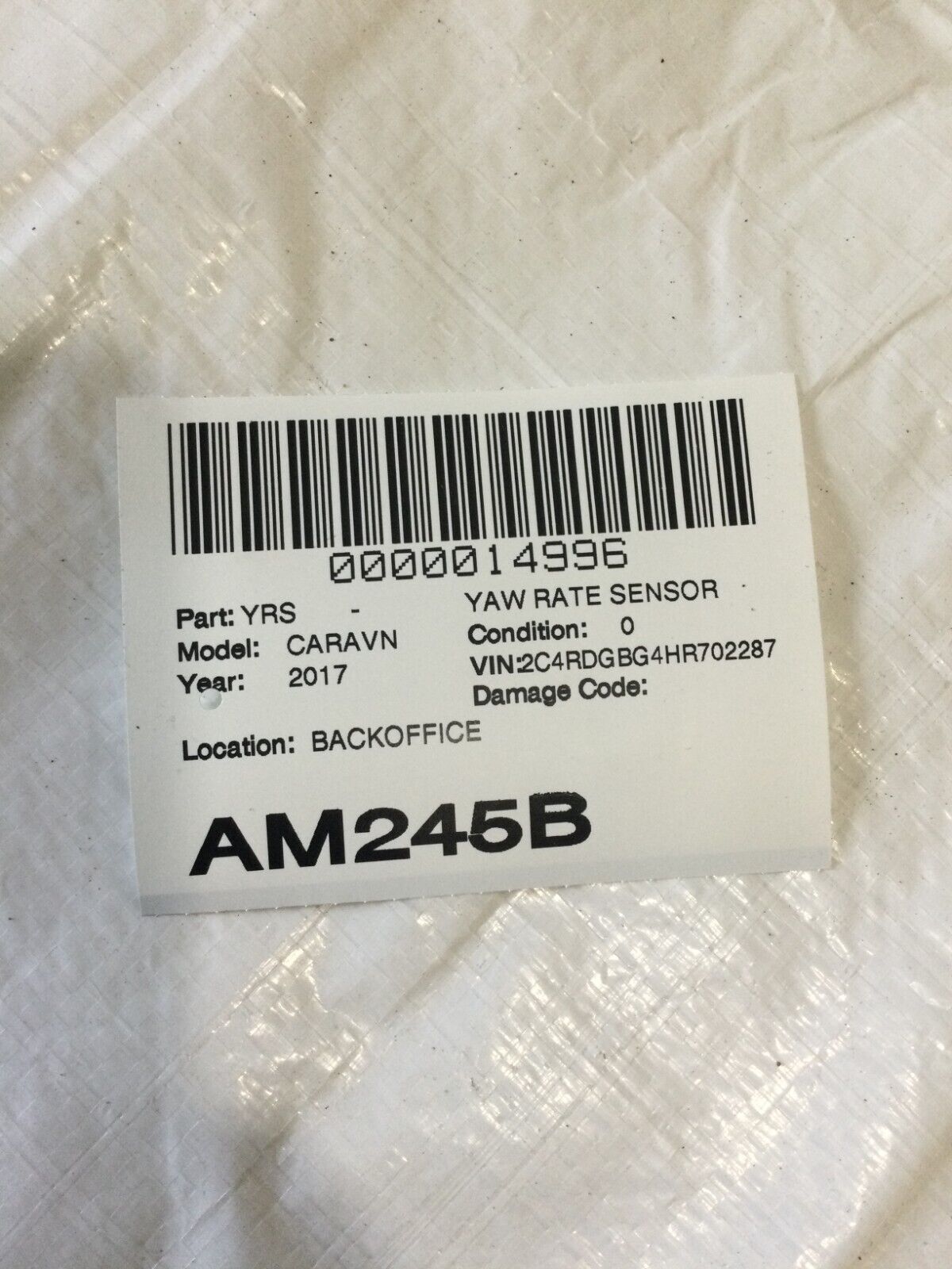 2017 Dodge Grand Caravan Yaw Rate Sensor Module 56029560AB  OEM
