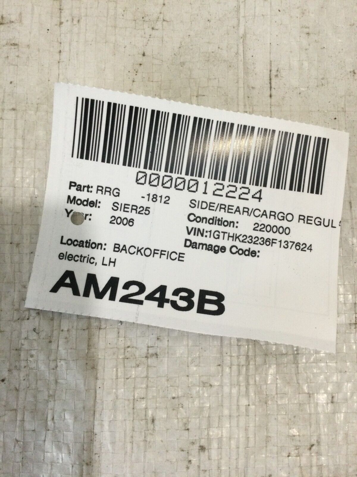 2006 GMC Sierra 2500HD Left Window Regualtor Motor OEM