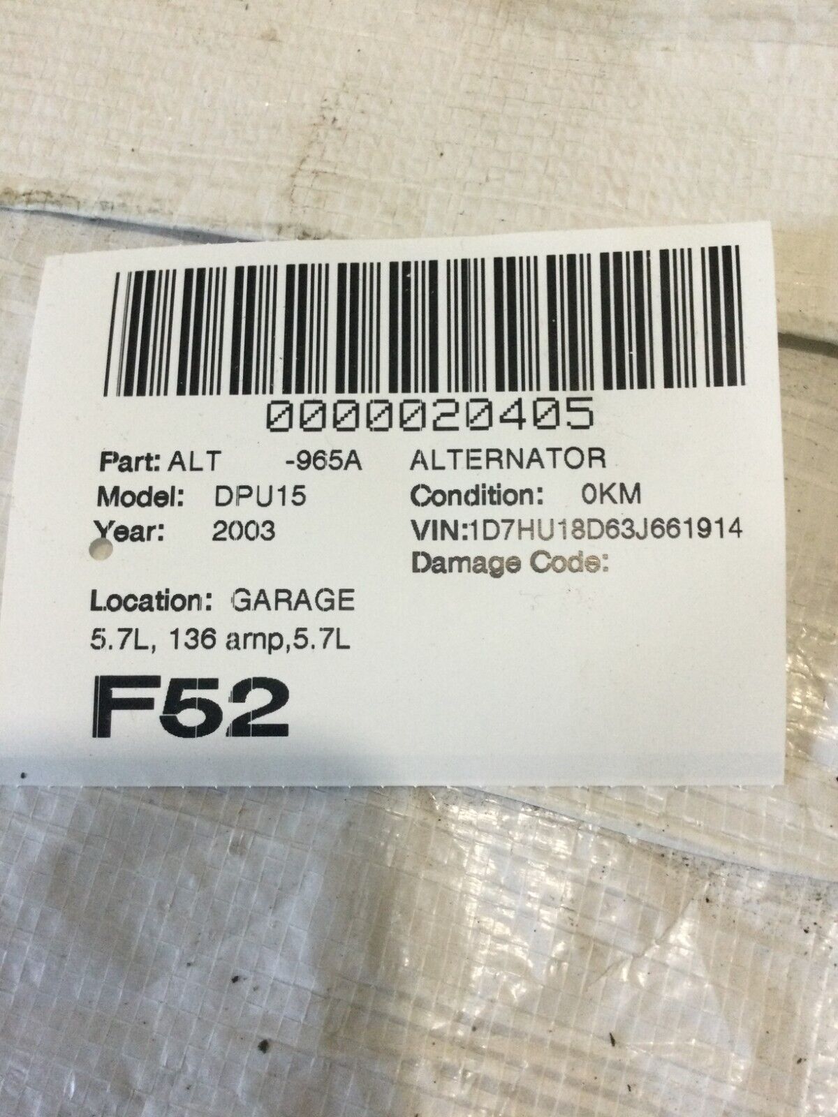 2003-2004 Dodge Ram 1500 Alternator Motor OEM