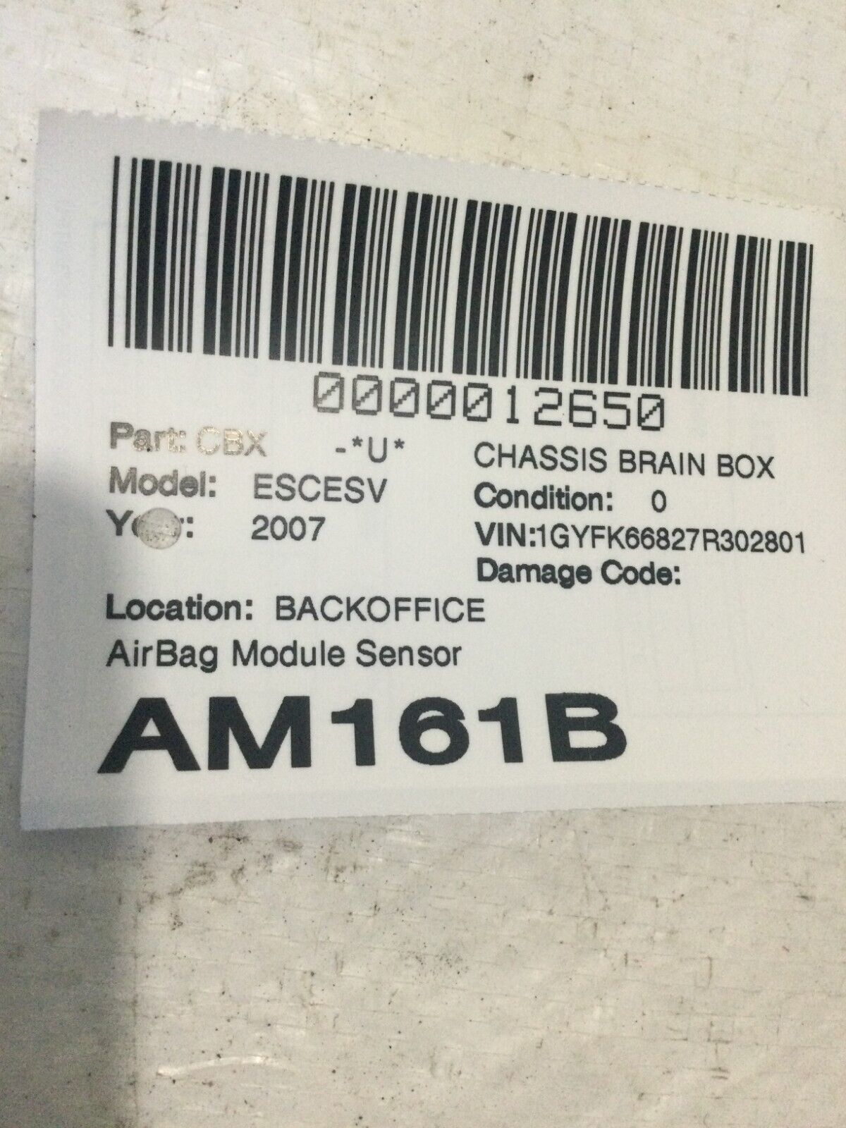 2007-2008 Cadillac Escalade ESV SRS Rollover Module Sensor 15913905 OEM
