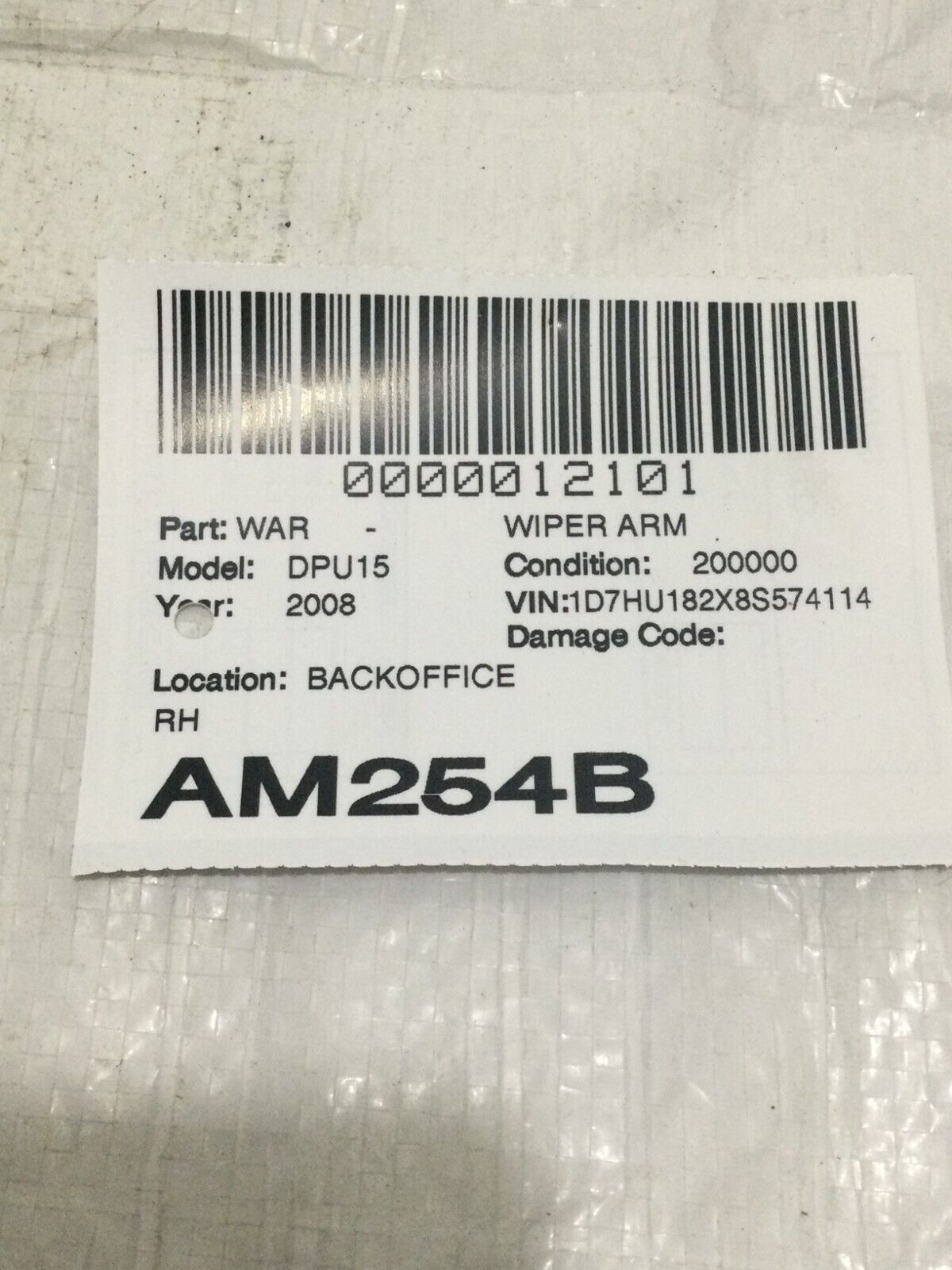 2006-2008 Dodge Ram 1500 Wiper Arm Right Side OEM RH