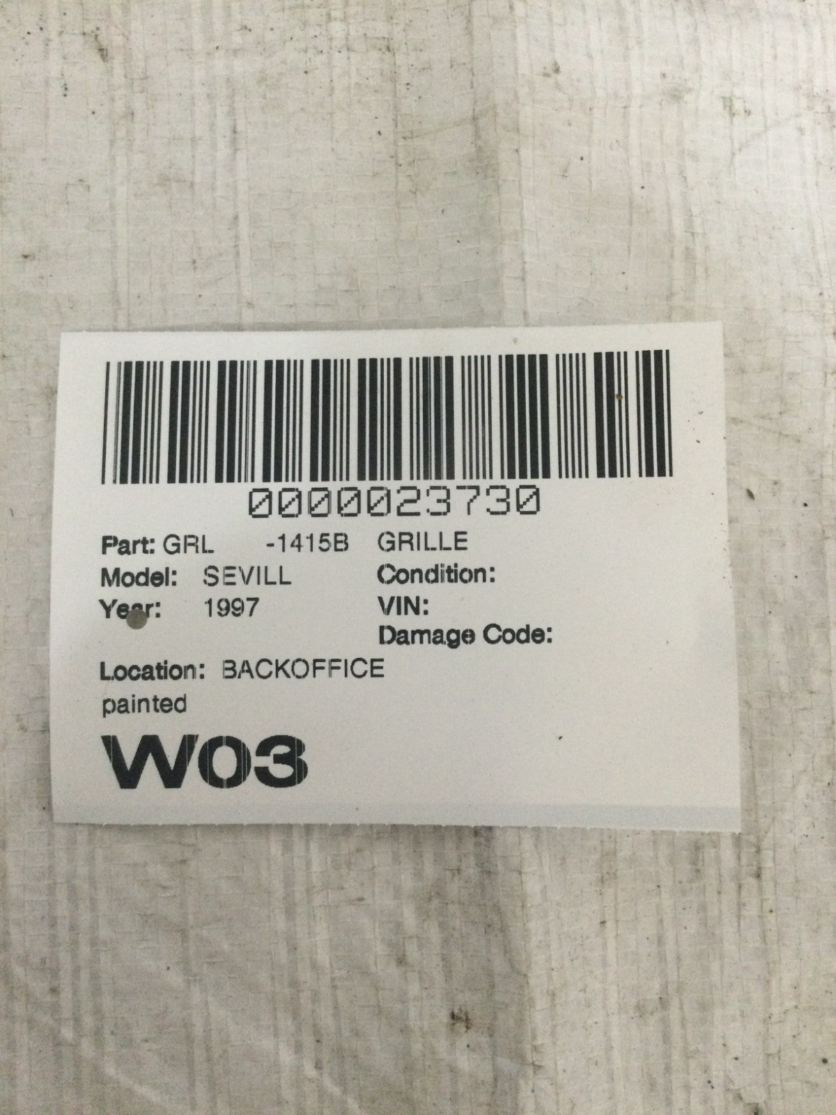 1997 Cadillac Seville Grille OEM MARKED DAMAGE