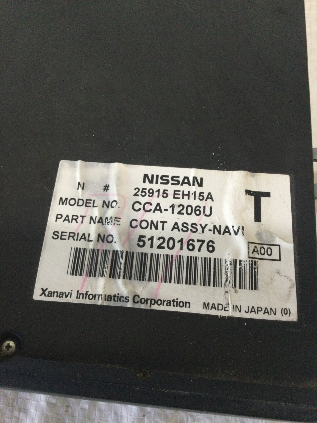 2006 Infiniti M45 Glove Box Mounted Navigation Dvd/Rom Player 25915-EH15AOEM