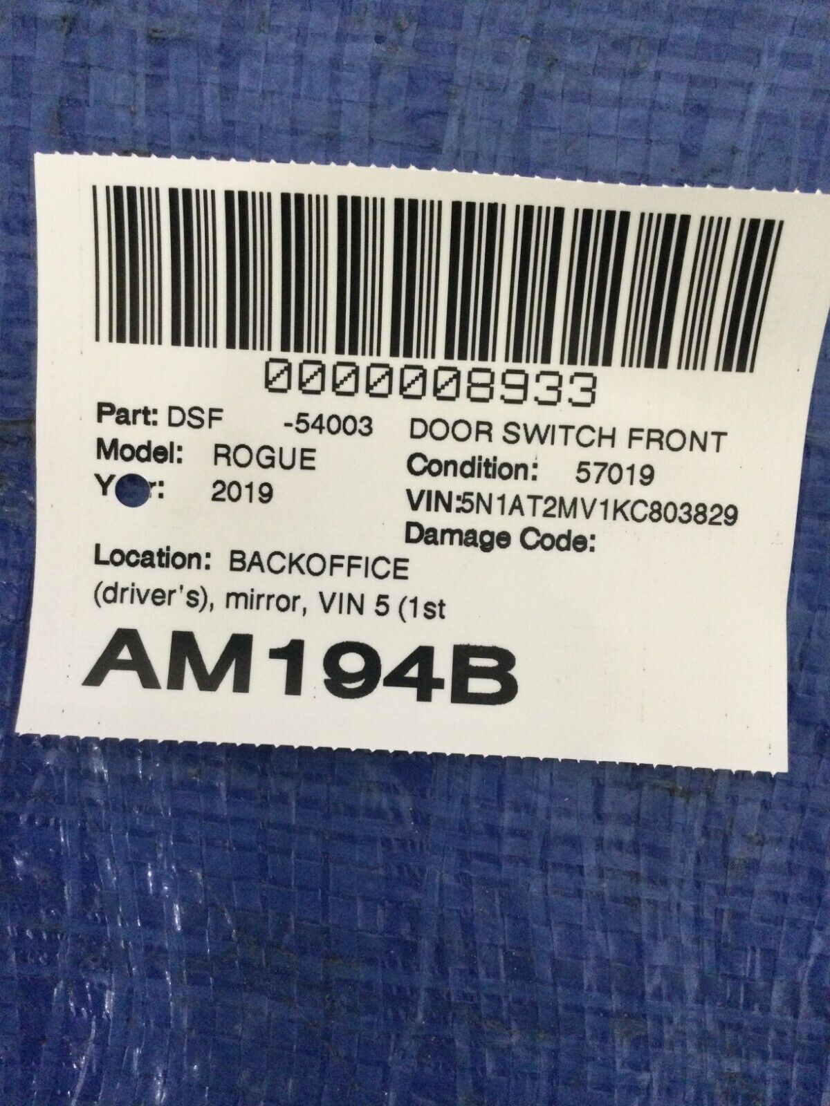 2019 Nissan Rogue Front Left Door Mirror Control Switch W/ Trim 80945-4BA0AX OEM