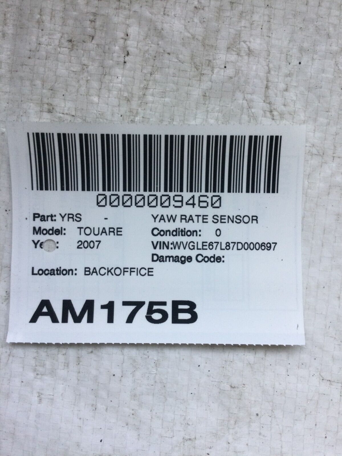 2007 Volkswagen Touareg Yaw Rate Acceleration Speed Sensor Module  7H0907652 OEM