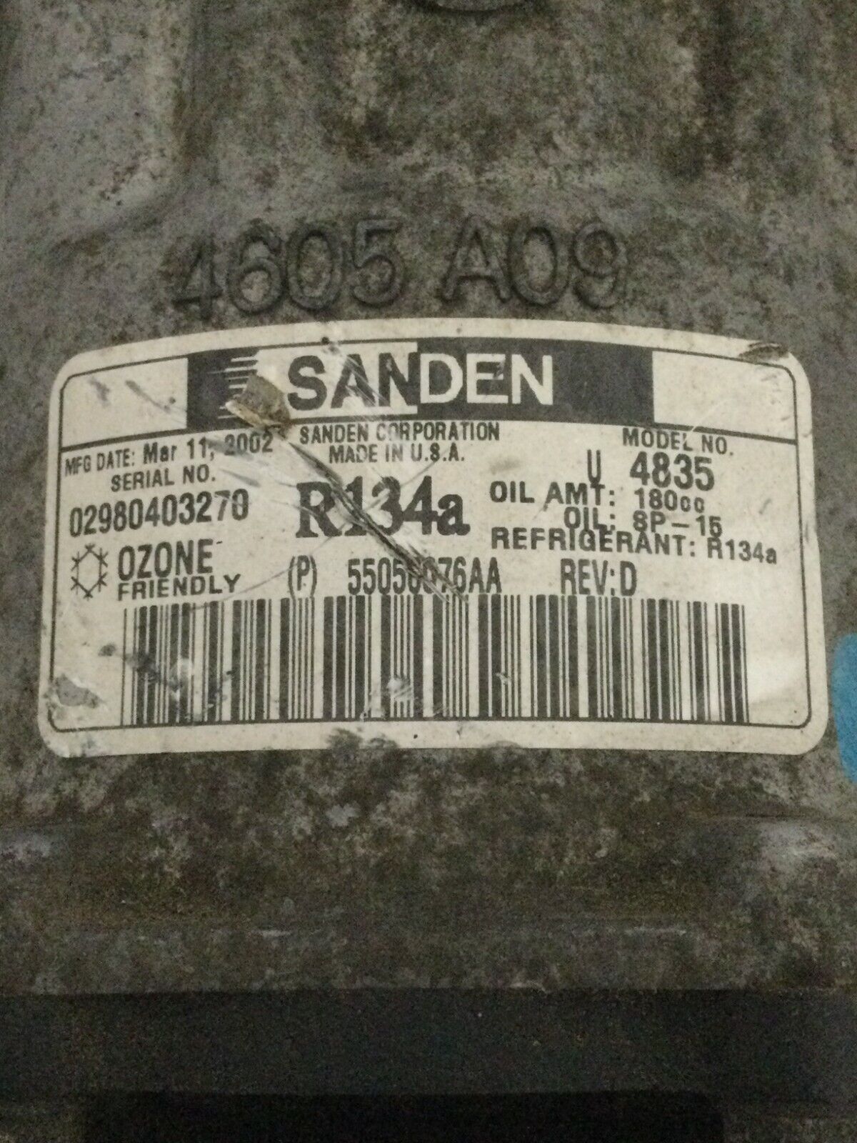 2003 Dodge Ram 1500 Pickup AC A/C Air Compressor 55056076AA
