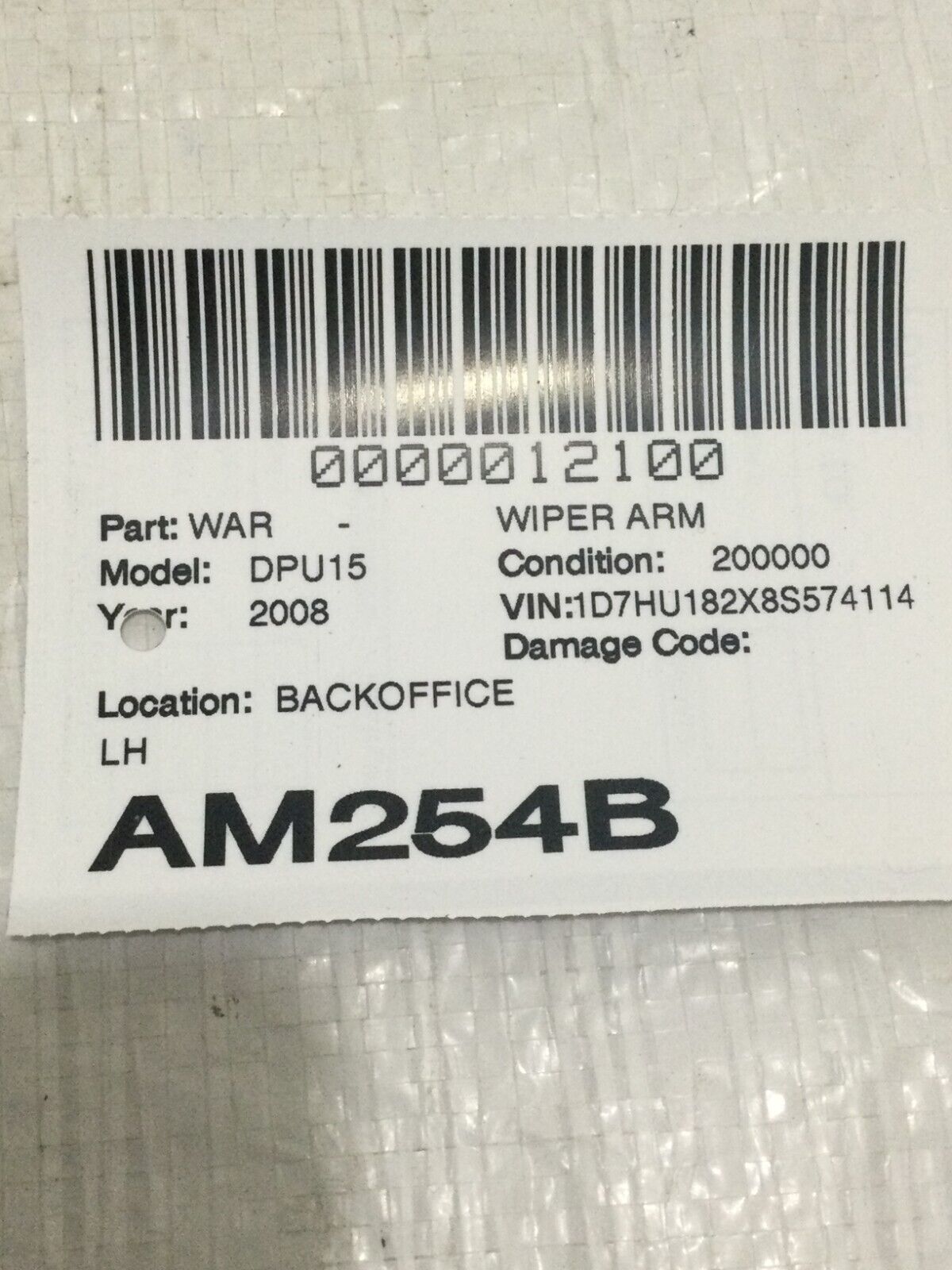 2006-2008 Dodge Ram 1500 Wiper Arm Left Side OEM LH 55077133AC