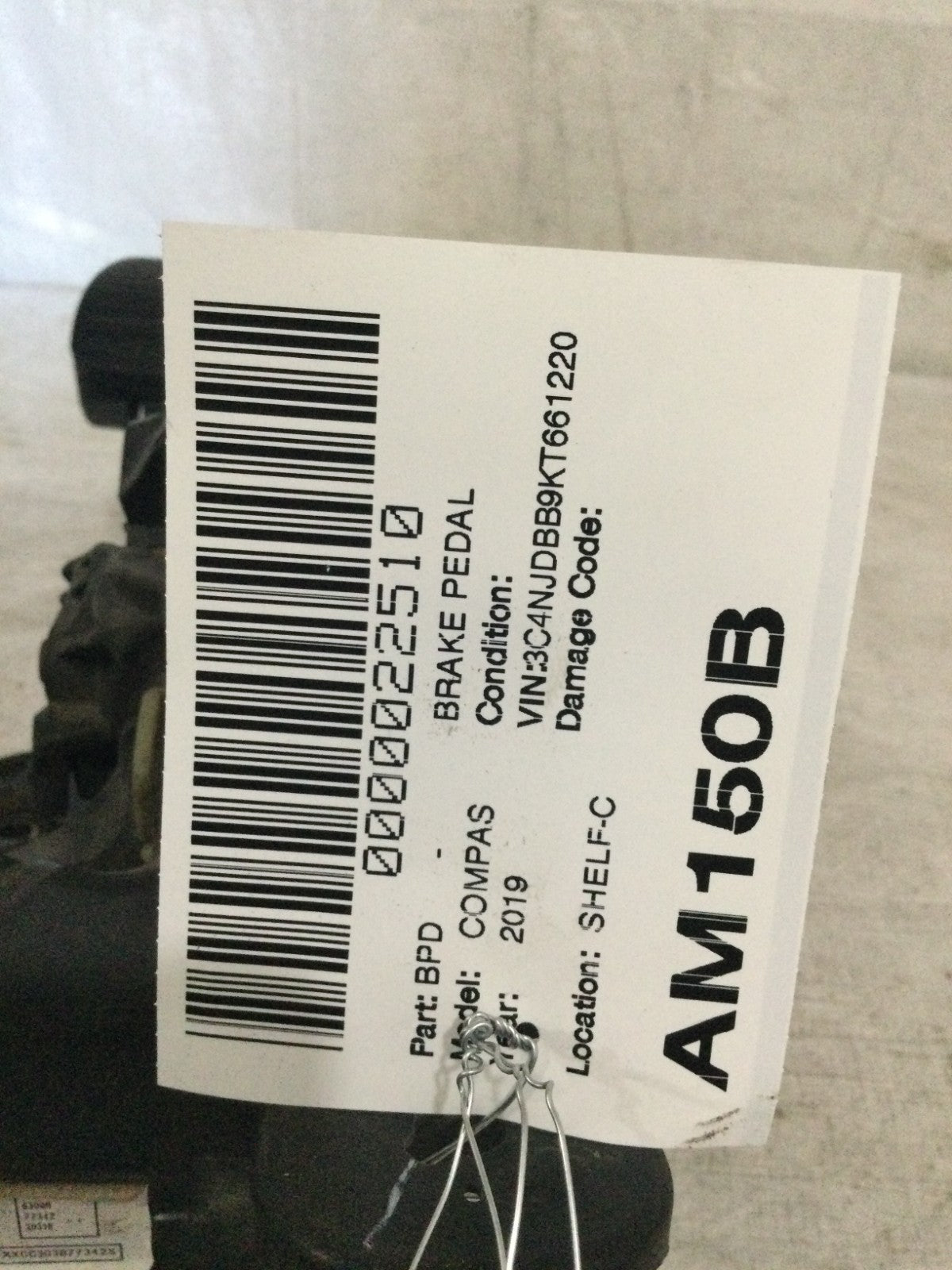 2019 Jeep Compass Brake Pedal Assembly OEM 68319939AA