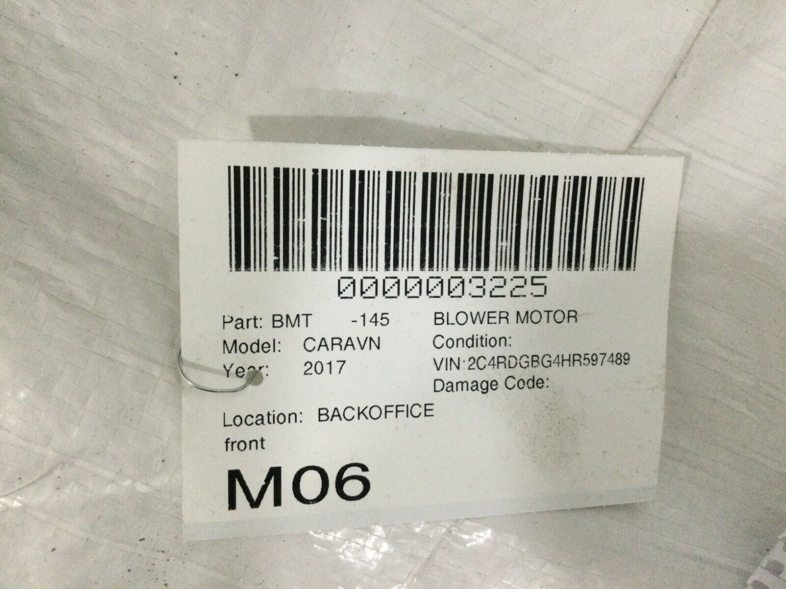 2017 Dodge Grand Caravan A/C Heater Blower Motor OEM