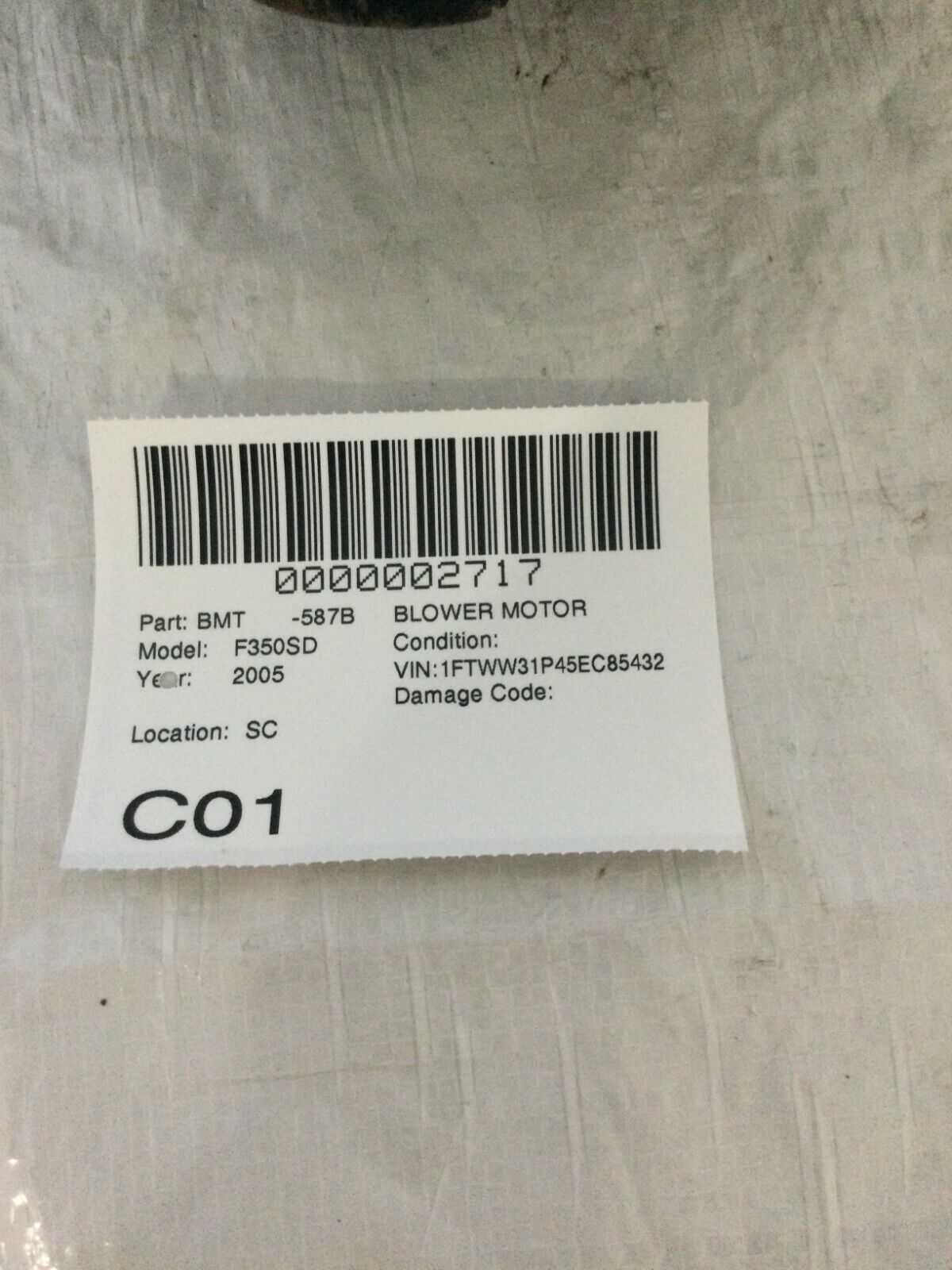 2005 Ford F-350SD A/C Heater Blower Motor OEM 6.0L Diesel OEM
