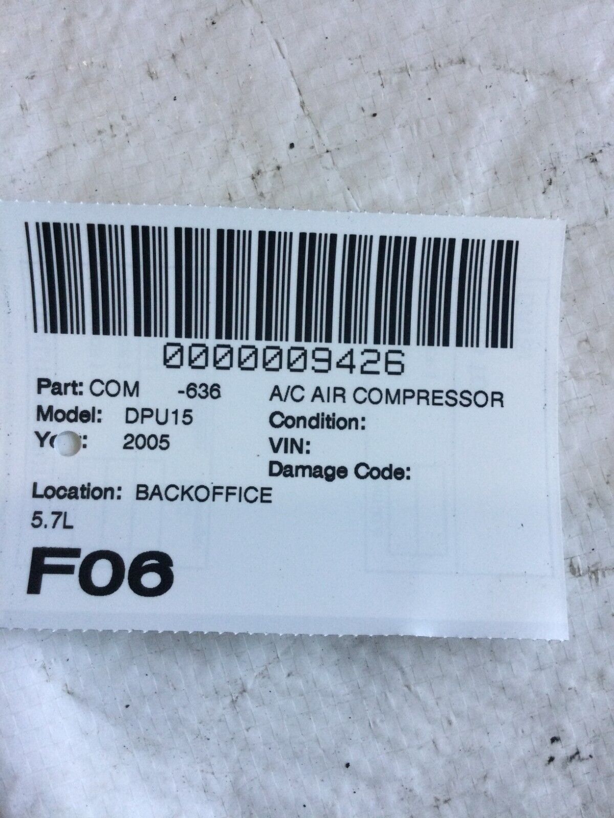 2004_2007 DODGE PICKUP 1500 A/c Air Compressor  5.7L