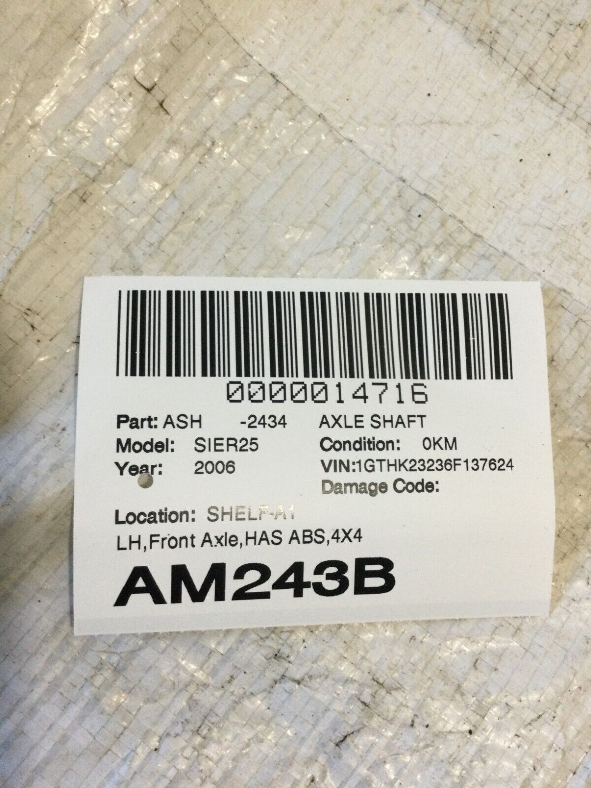 2006 GMC Sierra 2500HD Left Front Axle Shaft OEM