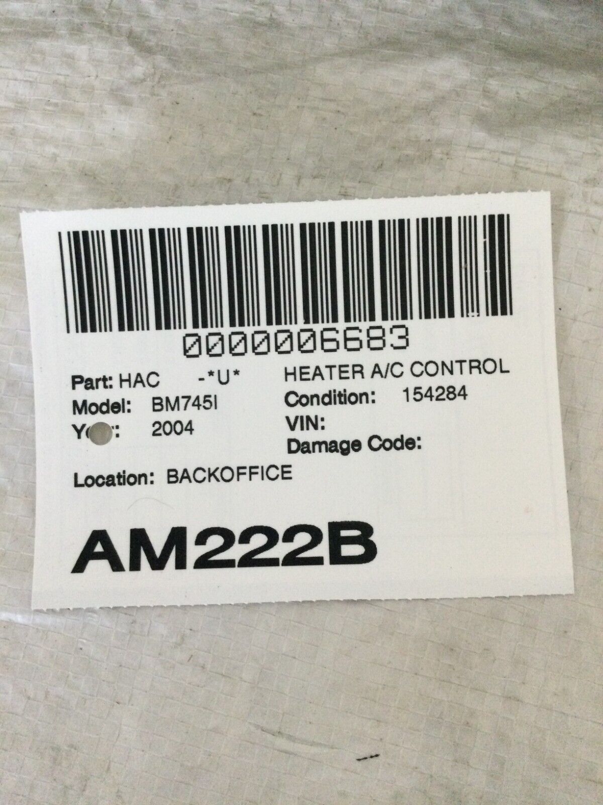  2004 BMW 745i E65/E66 A/C Heater Climate Control Unit OEM 6942981