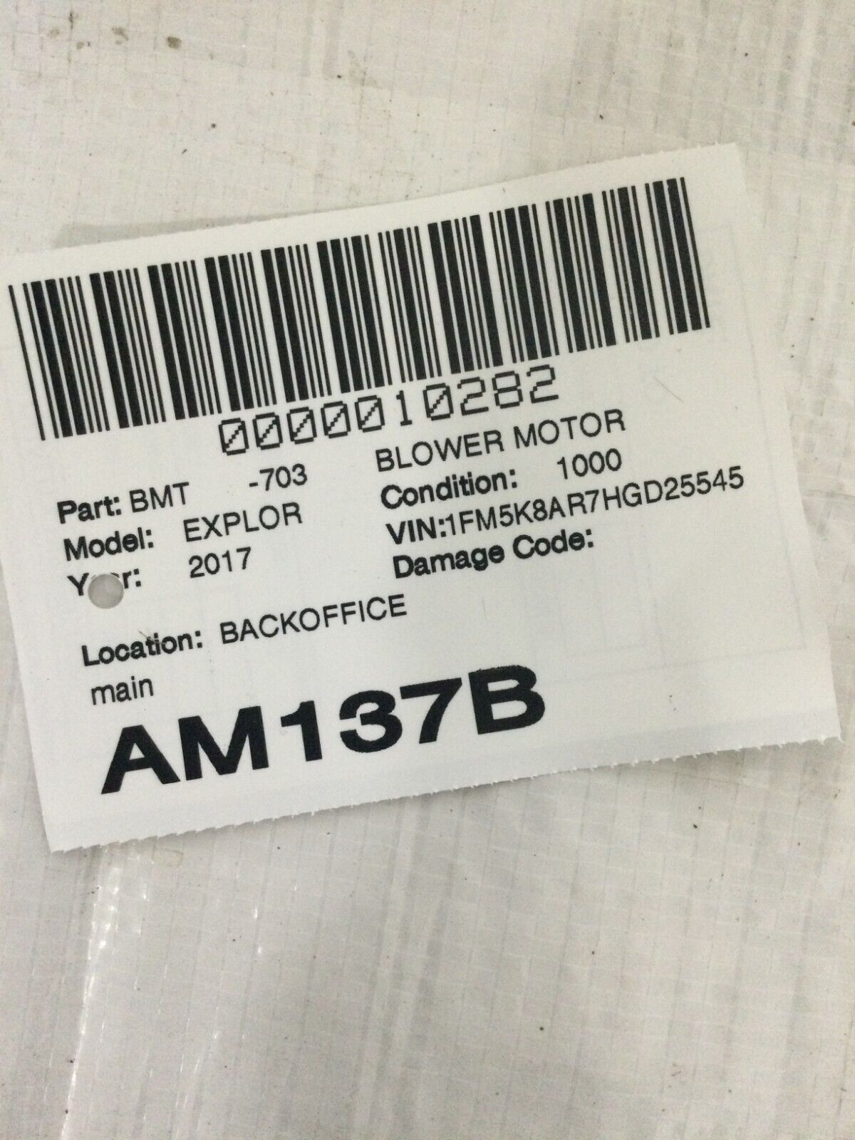 2017 Ford Explorer A/C Heater Blower Motor OEM