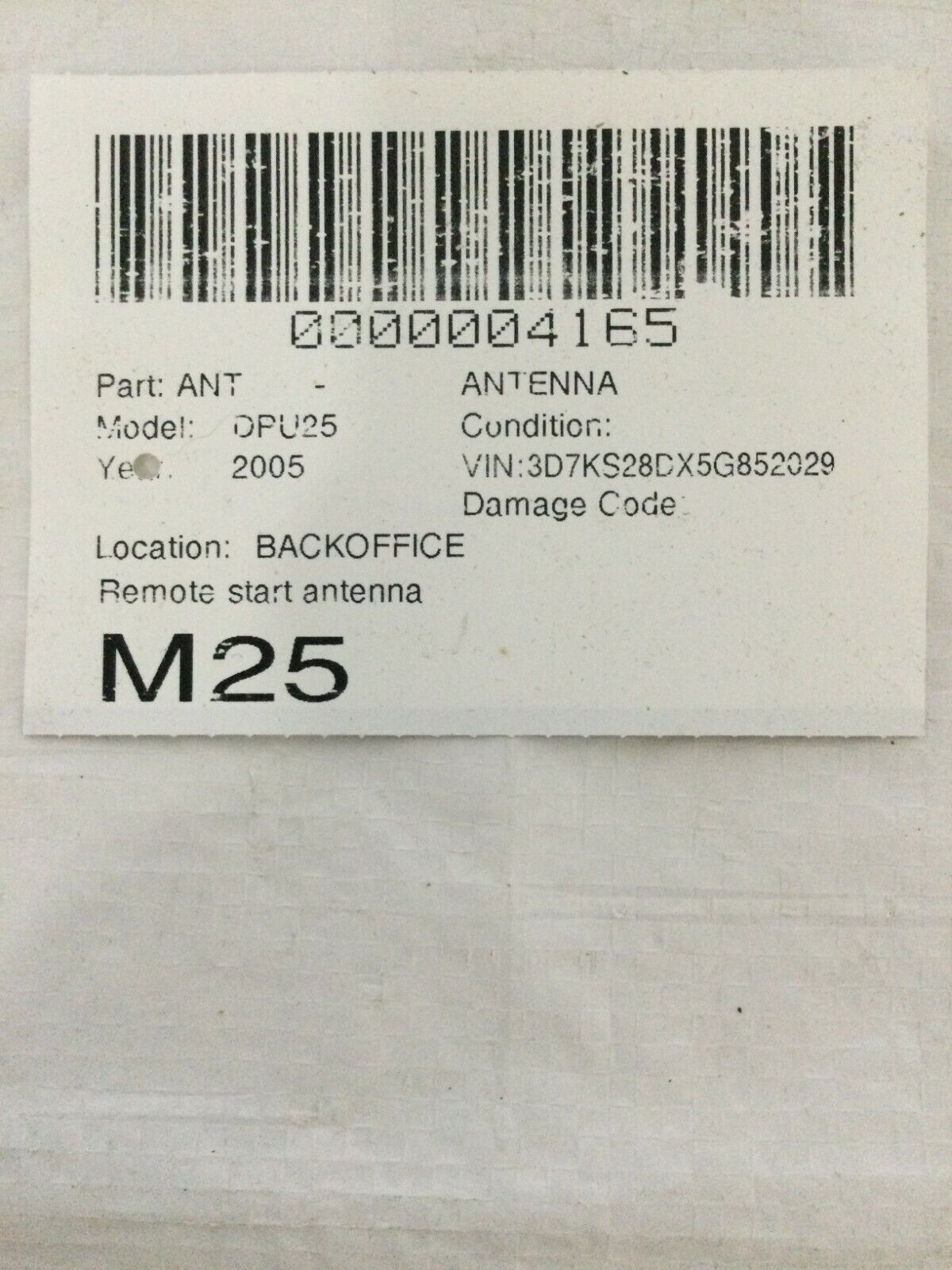 2005 Dodge Ram 2500 Remote Start Antenna OEM