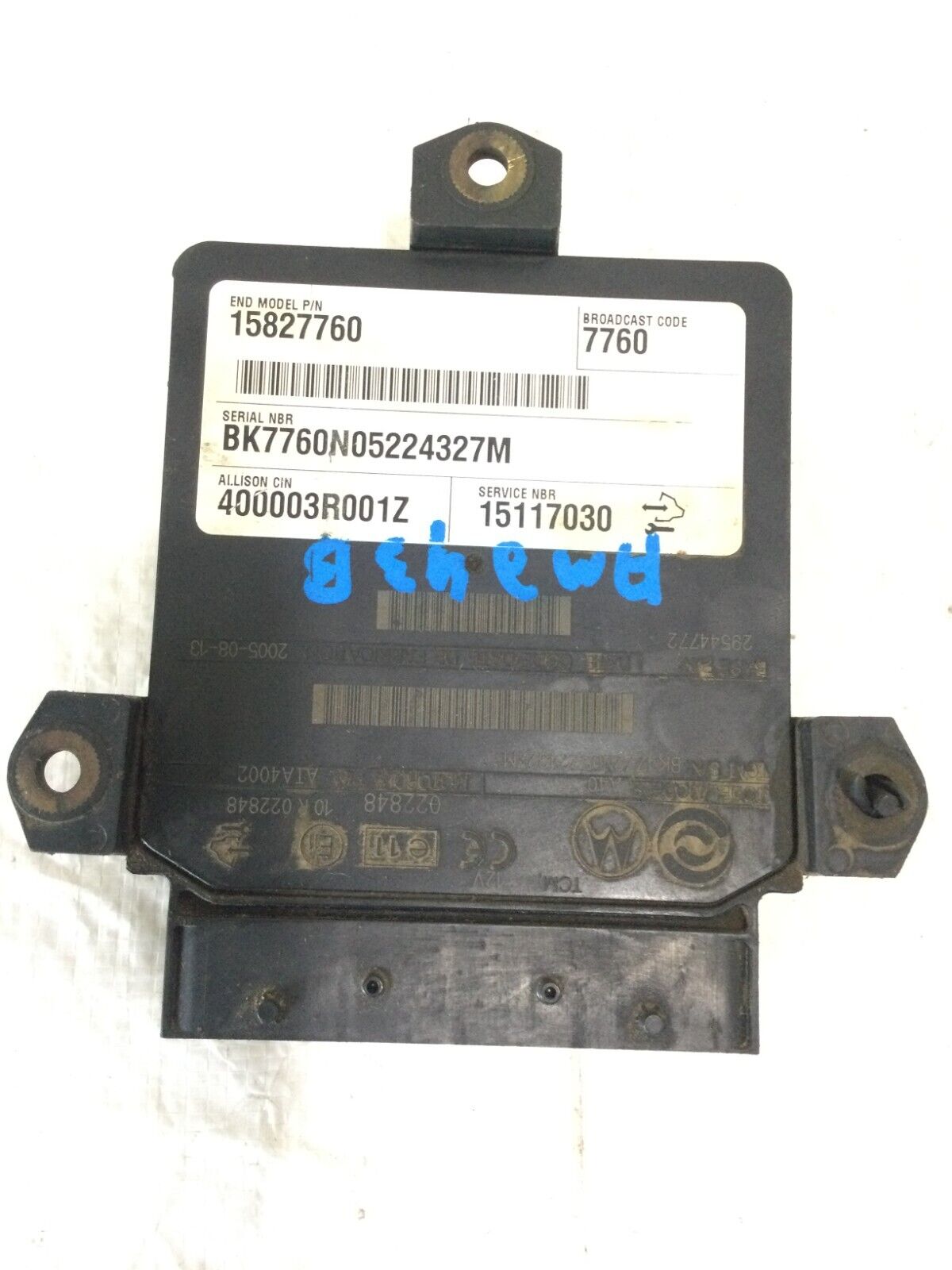2006-2008 GMC Chevrolet Silverado Sierra LBZ Duramax Allison A40 TCM 15827760