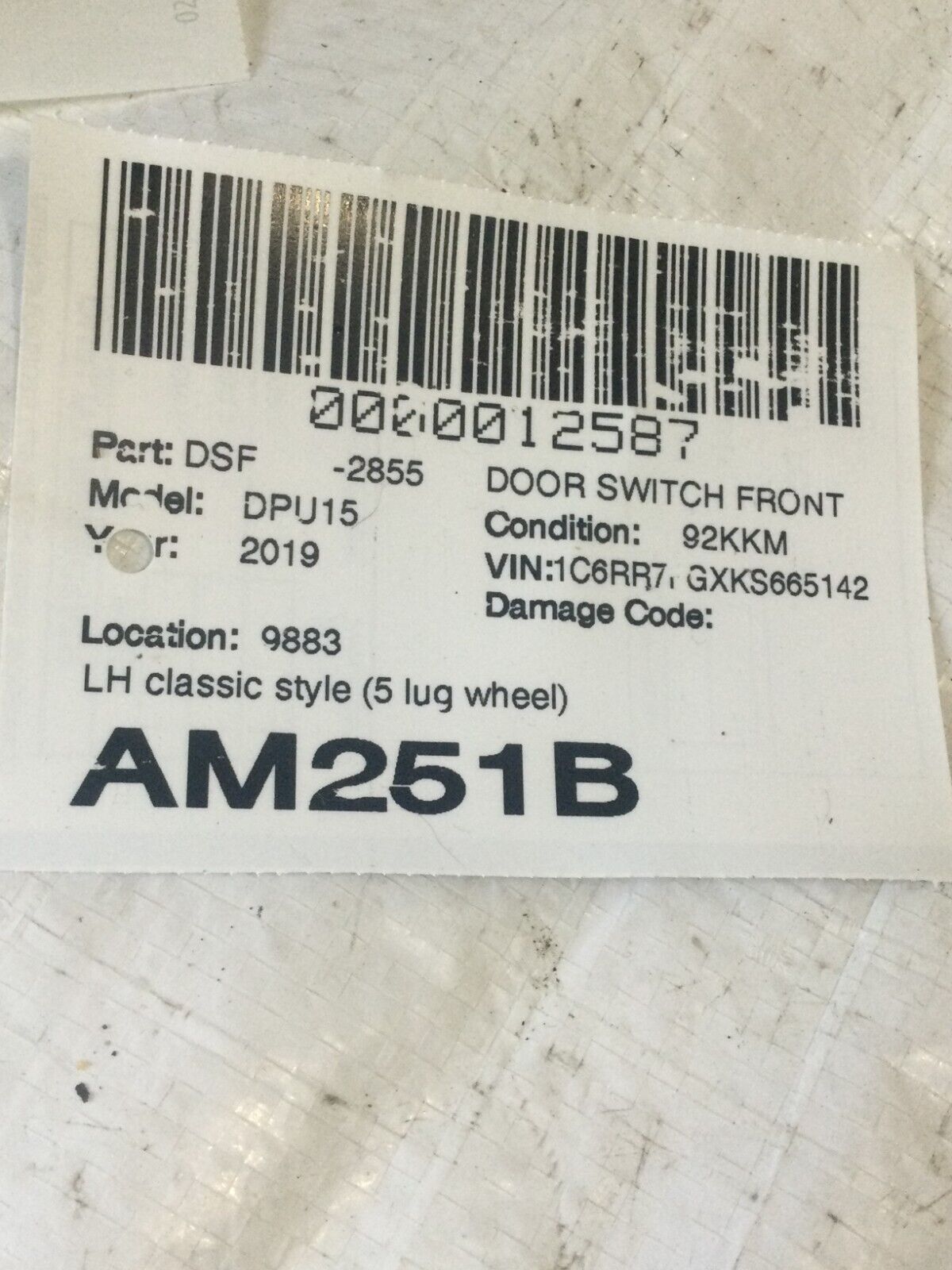 2019 Dodge Ram 1500 Front Left Driver Door Master Power Window Switch OEM