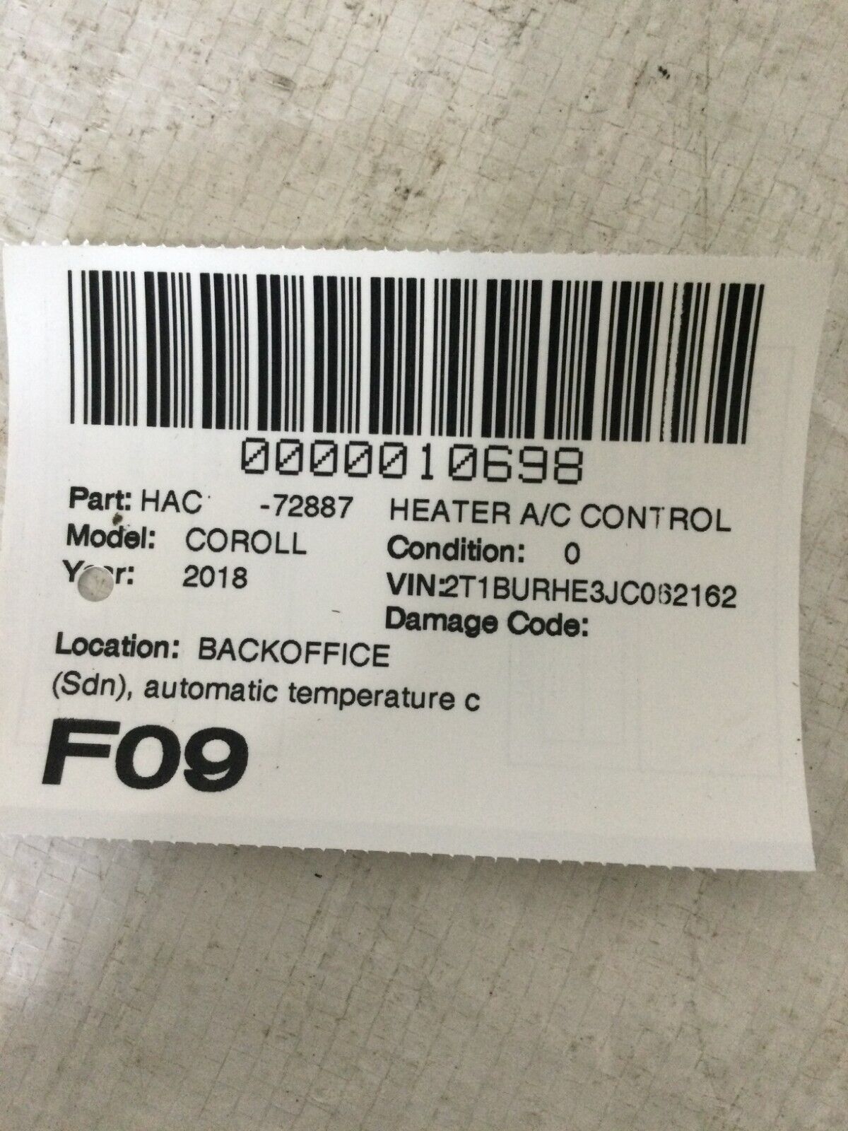2017-2018 Toyota Corolla AC Heater Climate Temperature Control 55468-02060 OEM