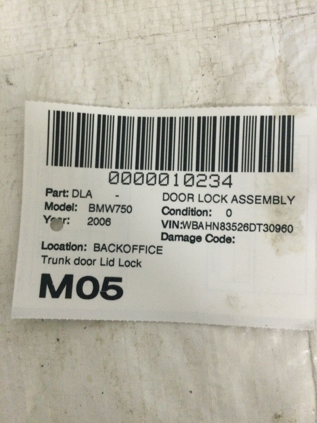 2006 BMW 750LI Trunk Door Lid Lock Latch Actuator Motor OEM