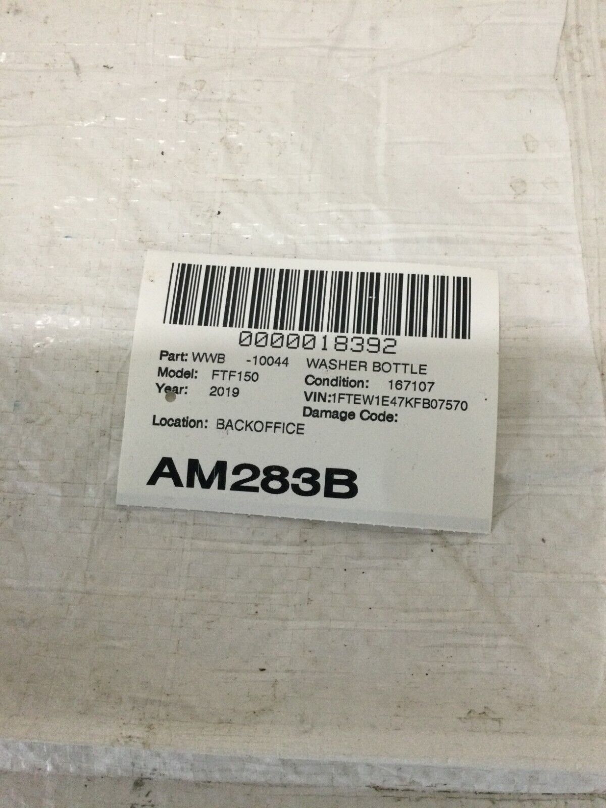 2019 Ford F-150 Windshield Washer Reservoir Bottle  JL34-17B613-AF OEM