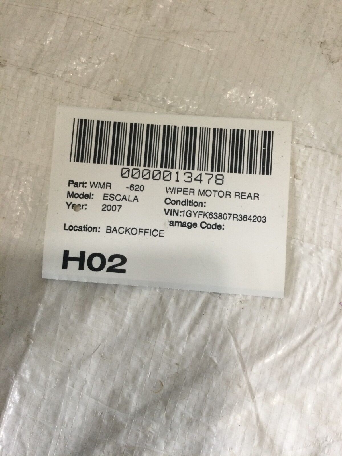 2007 Cdillac Escalade Rear Wiper Motor OEM 15282187