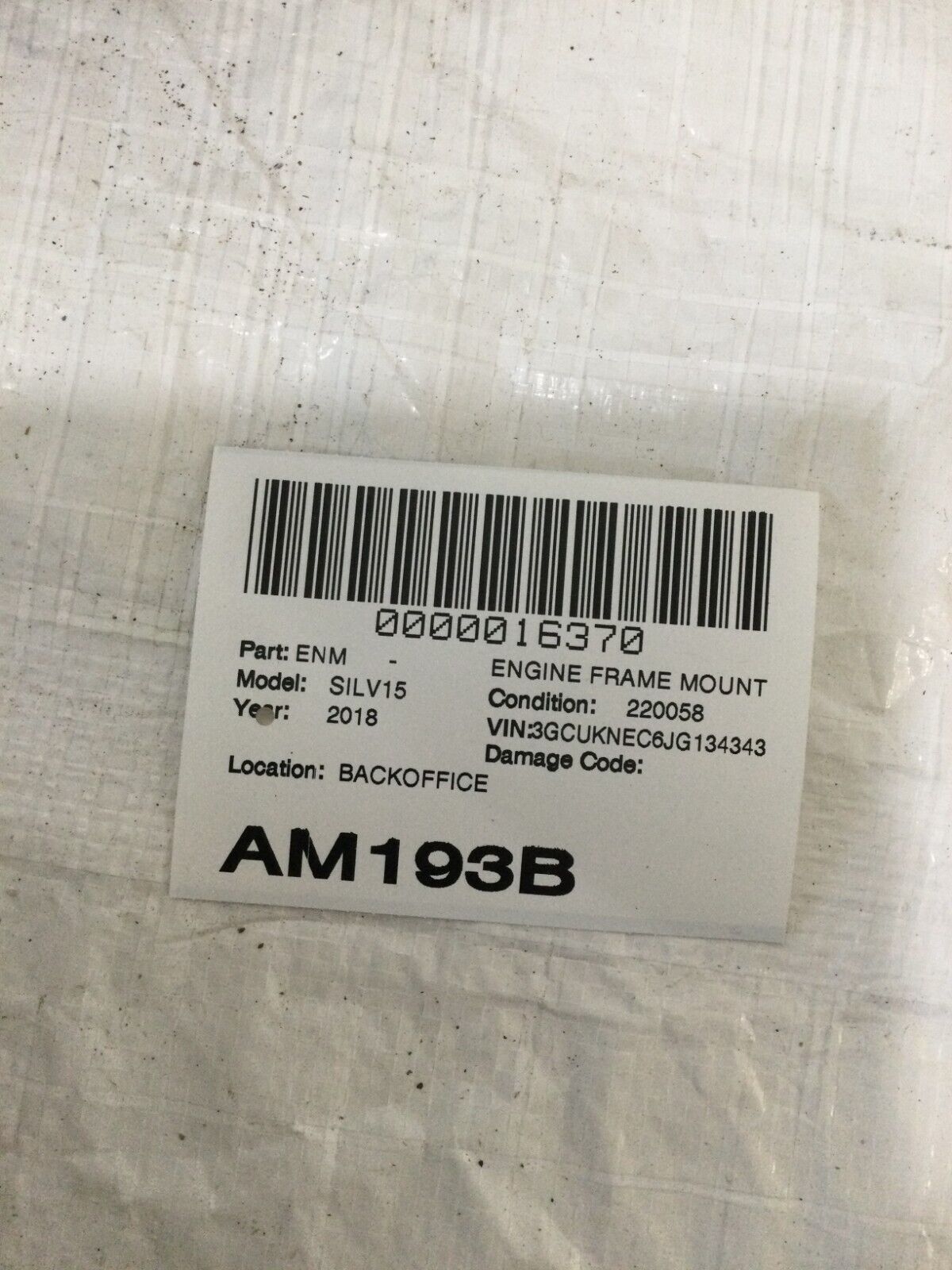 2018 Chevrolet Silverado 1500 Engine Frame Mount OEM