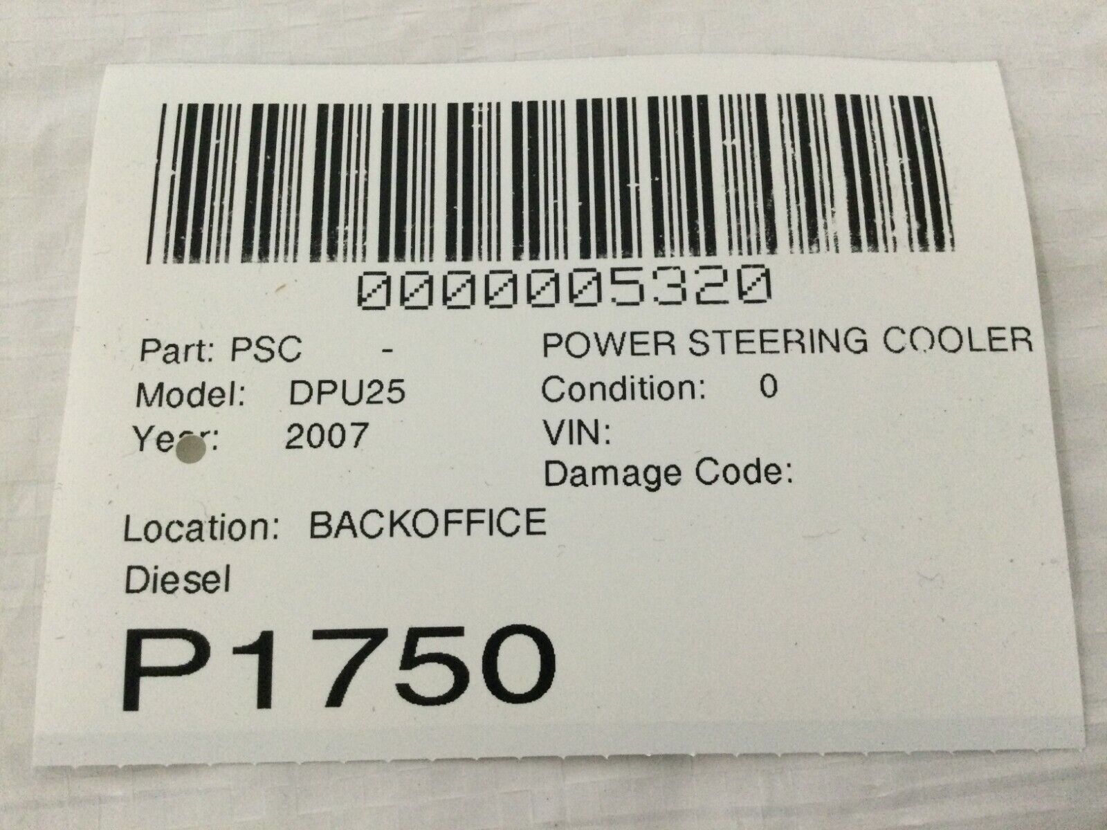 2007 Dodge Ram 2500 Diesel Power Steering Cooler OEM