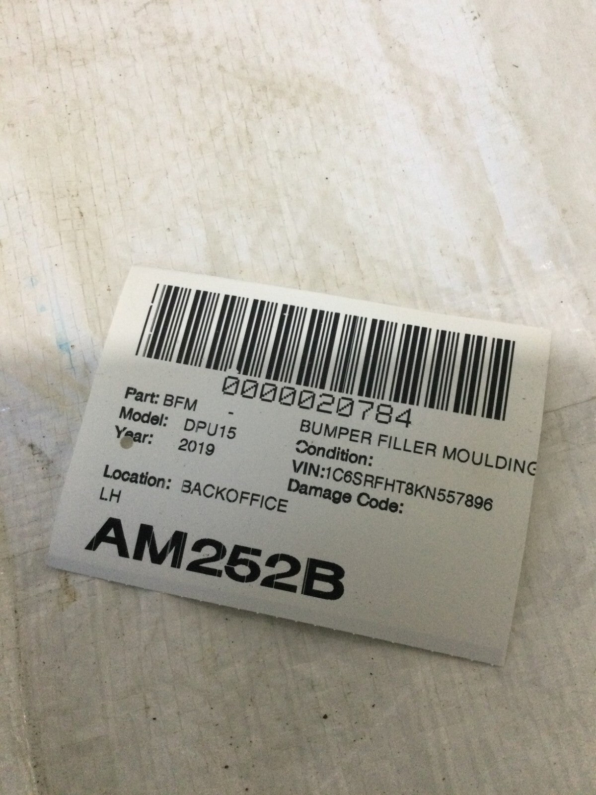 2019-2024 RAM 1500 Front Left Bumper Filler Moulding Trim 6JU95TRMAD OEM