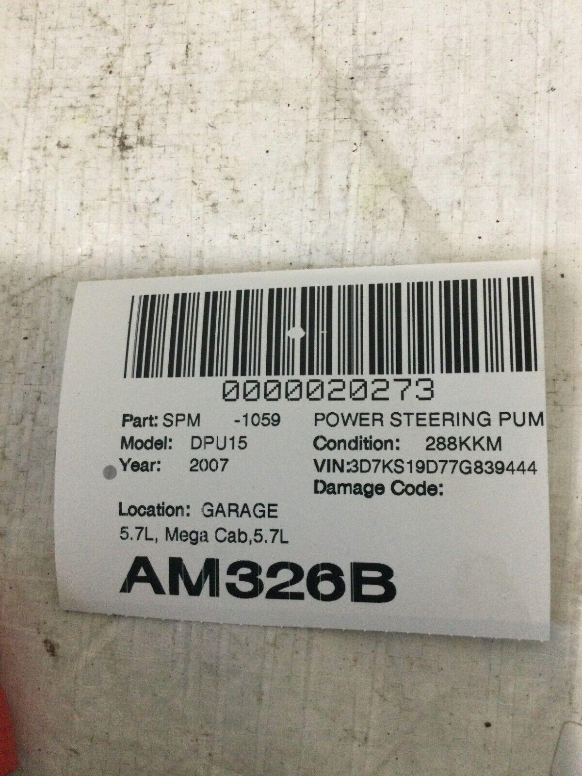 2007 Dodge Ram 1500 Power Steering Pump OEM 5.7L